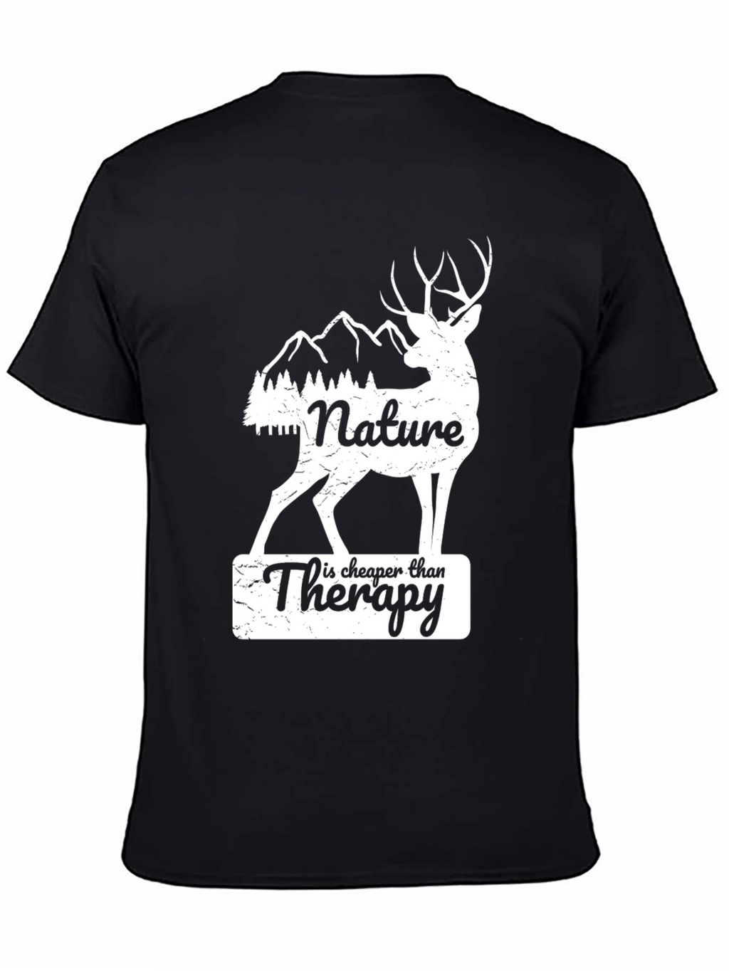 Nature Therapy Deer Graphic Tee - Black Cotton Blend