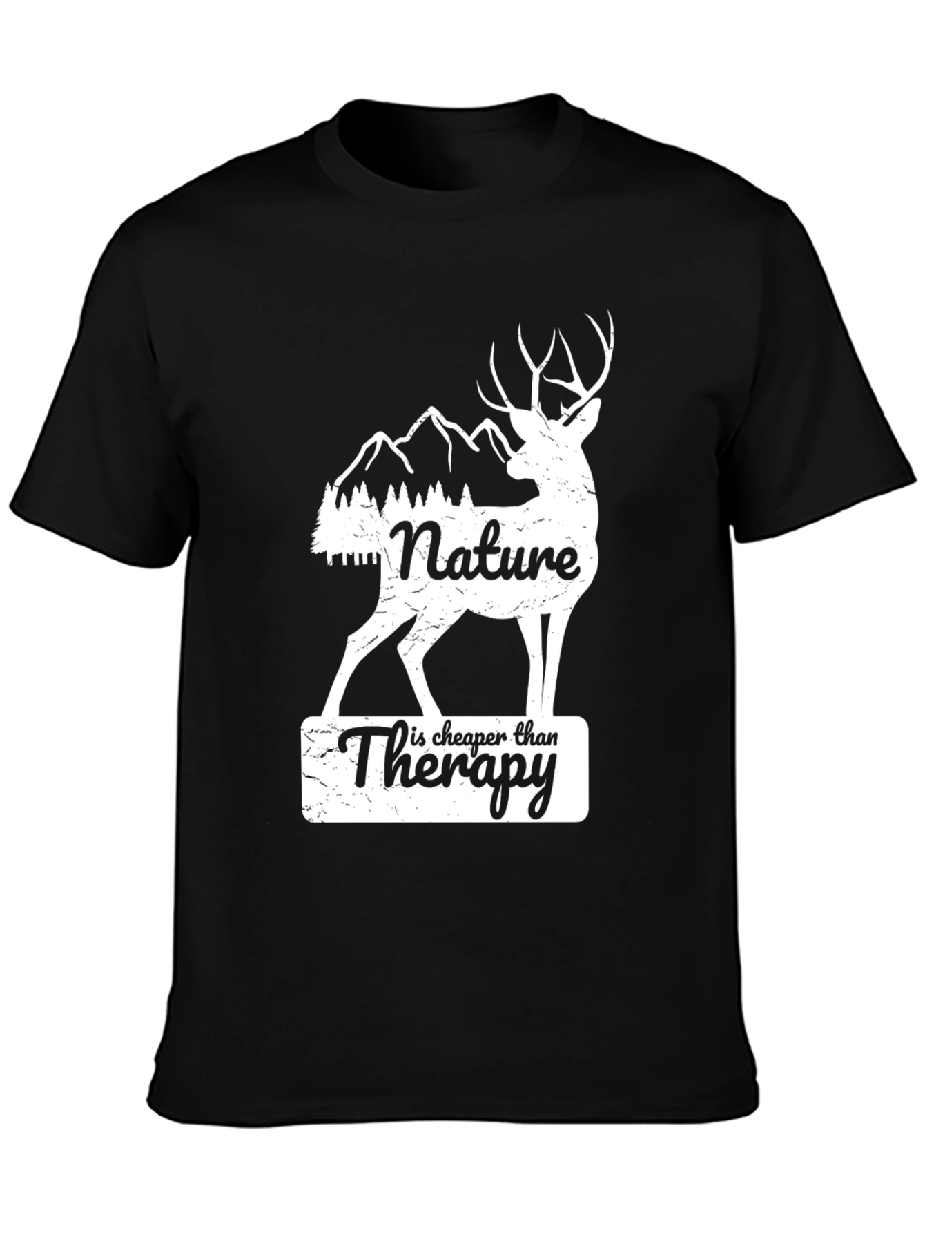 Nature Therapy Deer Graphic Tee - Black Cotton Blend