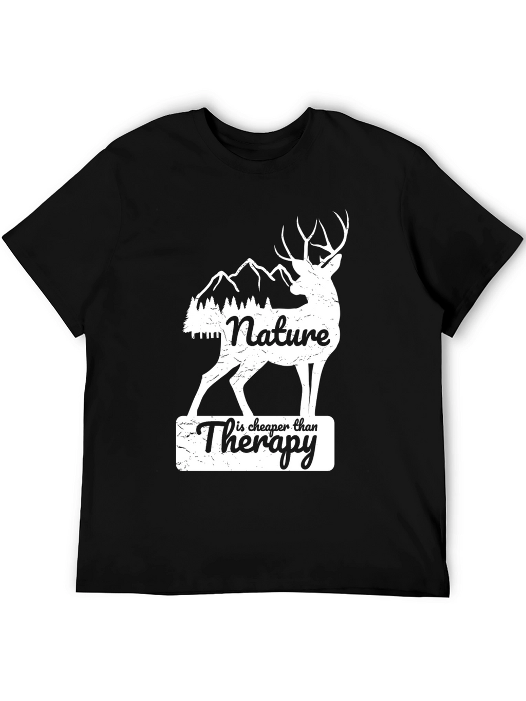 Nature Therapy Deer Graphic Tee - Black Cotton Blend