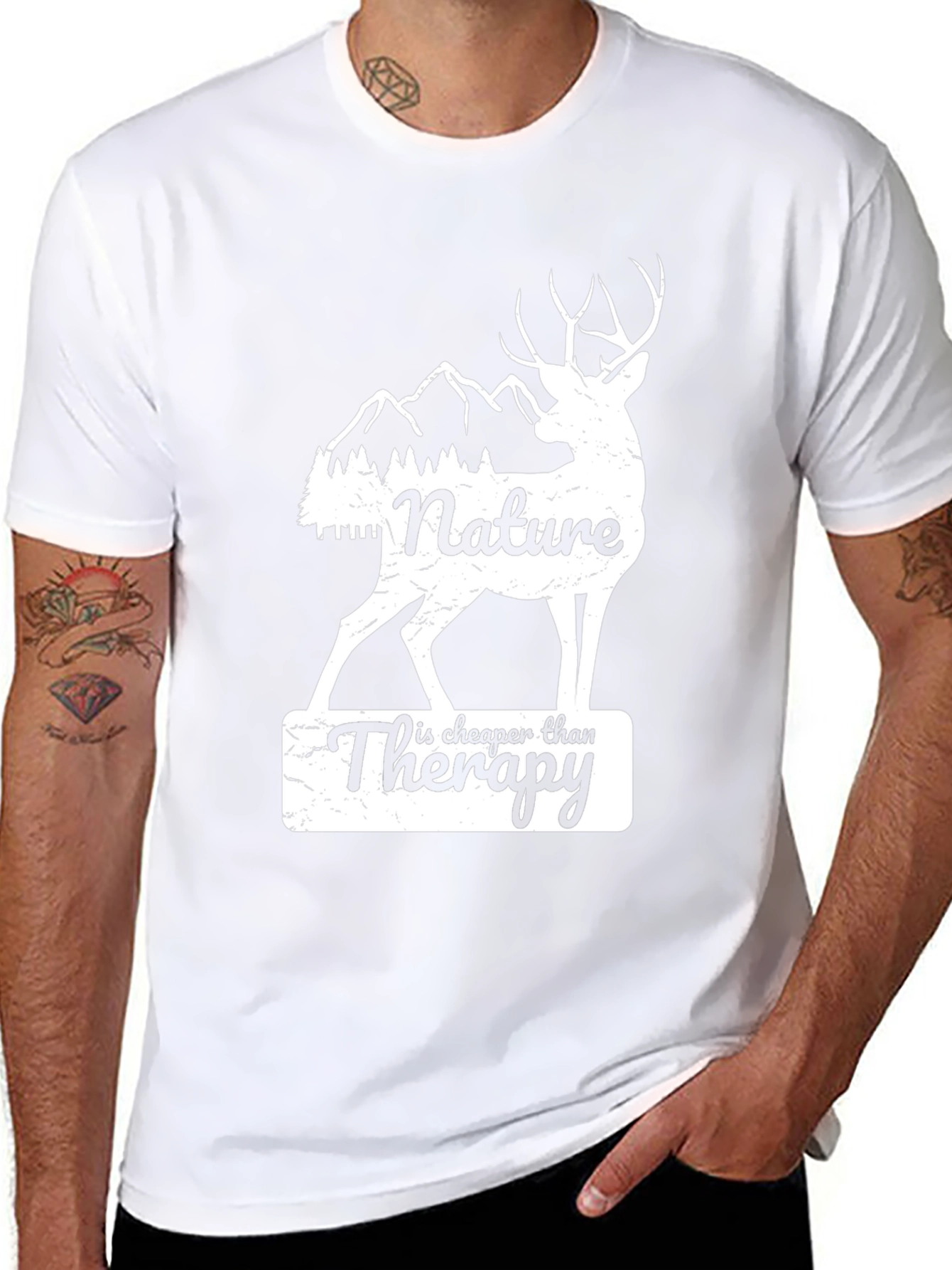 Nature Therapy Deer Graphic Tee - Black Cotton Blend