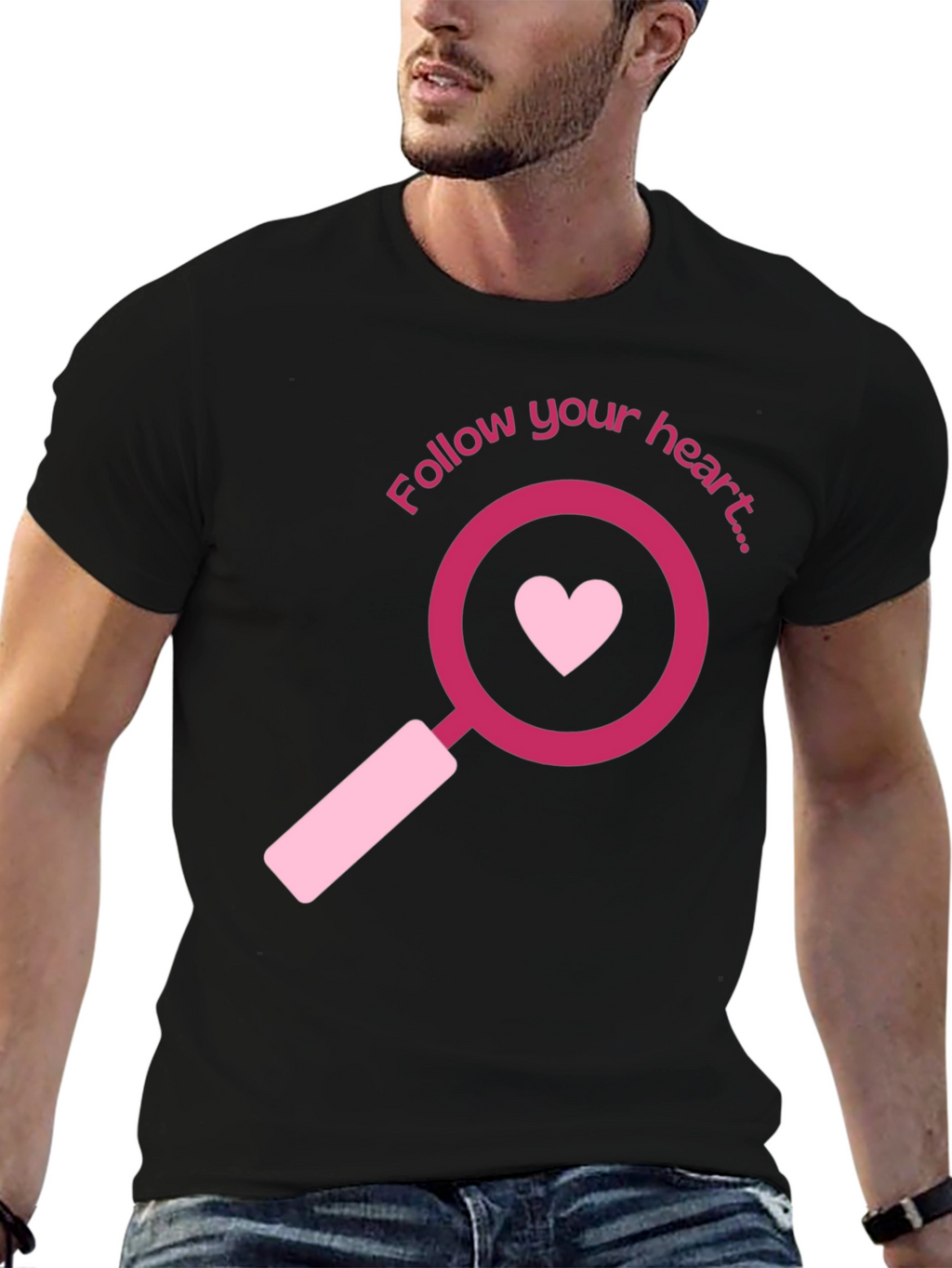 Follow Your Heart Graphic Tee - Black Casual T-Shirt