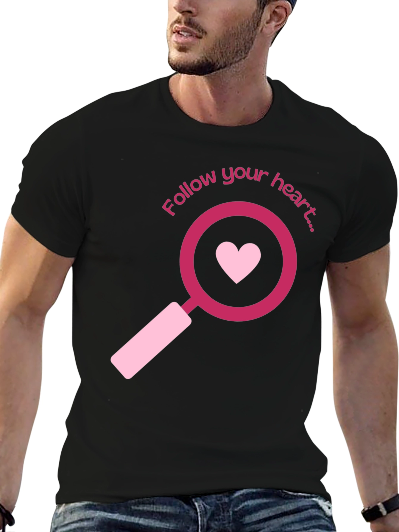 Follow Your Heart Graphic Tee - Black Casual T-Shirt