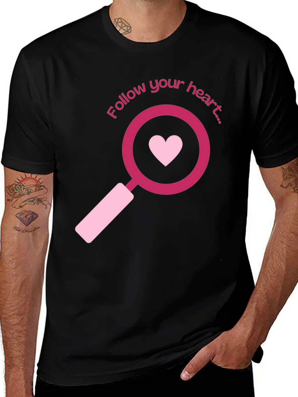 Follow Your Heart Graphic Tee - Black Casual T-Shirt