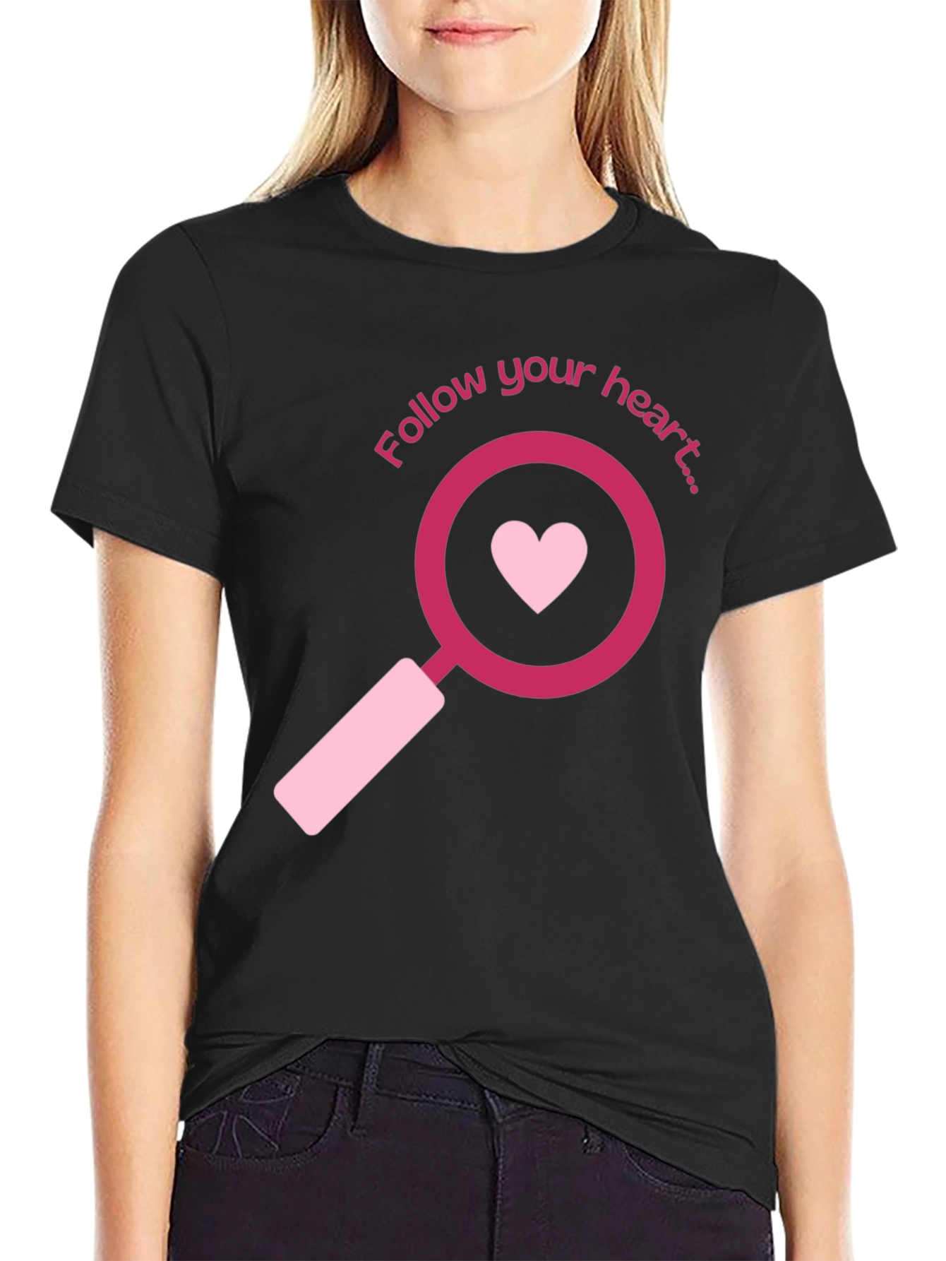 Follow Your Heart Graphic Tee - Black Casual T-Shirt