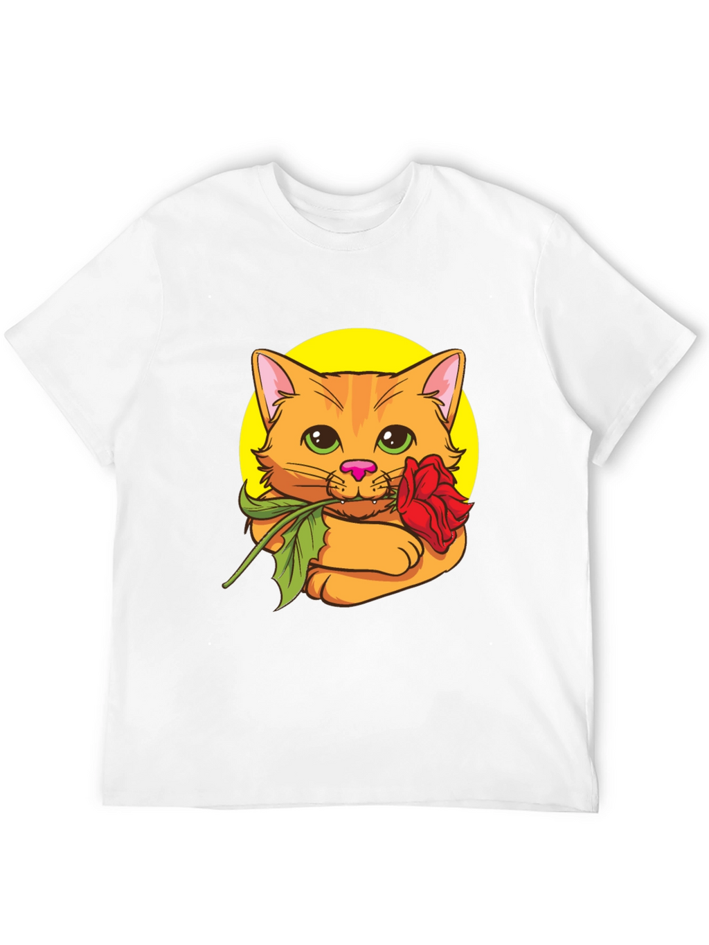 Cat with Rose T-Shirt - Cute Graphic Tee