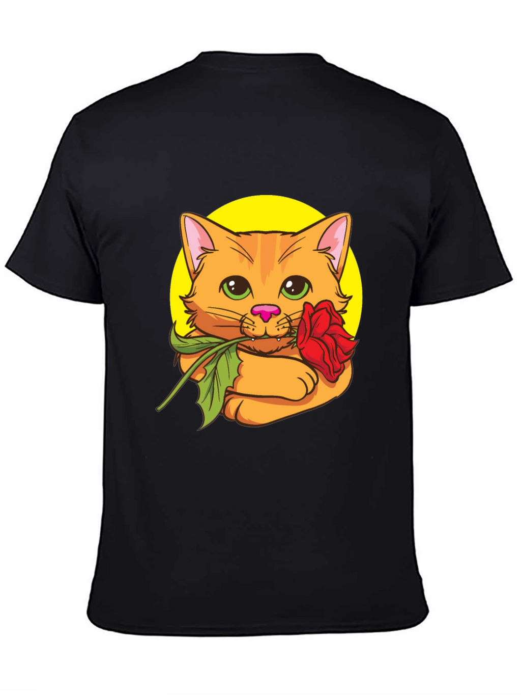 Cat with Rose T-Shirt - Cute Graphic Tee