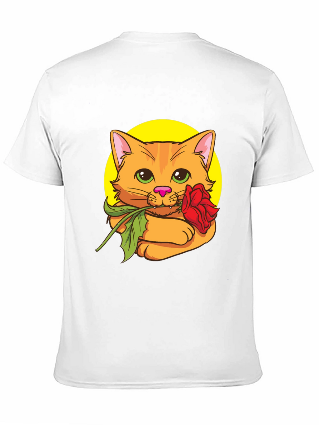Cat with Rose T-Shirt - Cute Graphic Tee