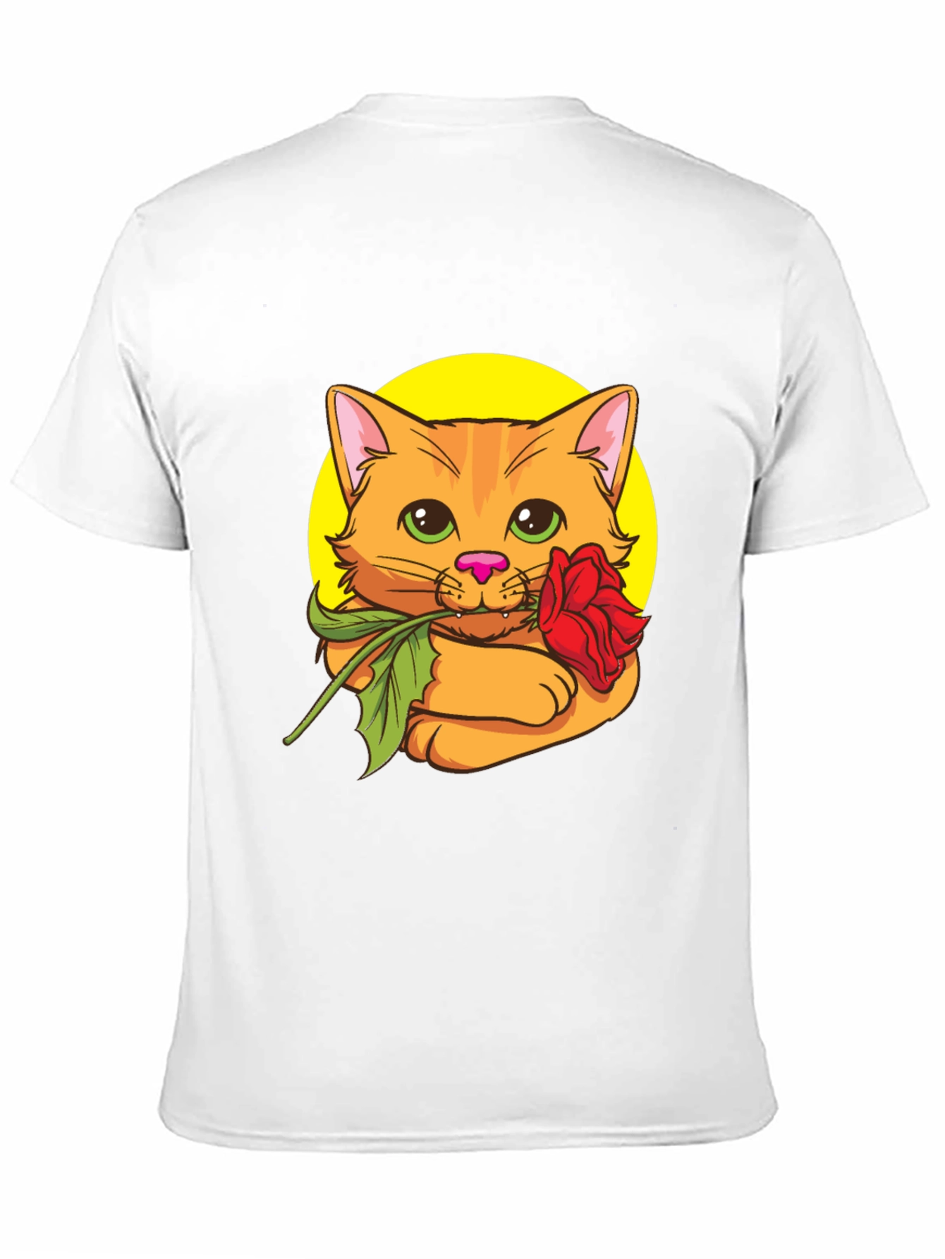 Cat with Rose T-Shirt - Cute Graphic Tee