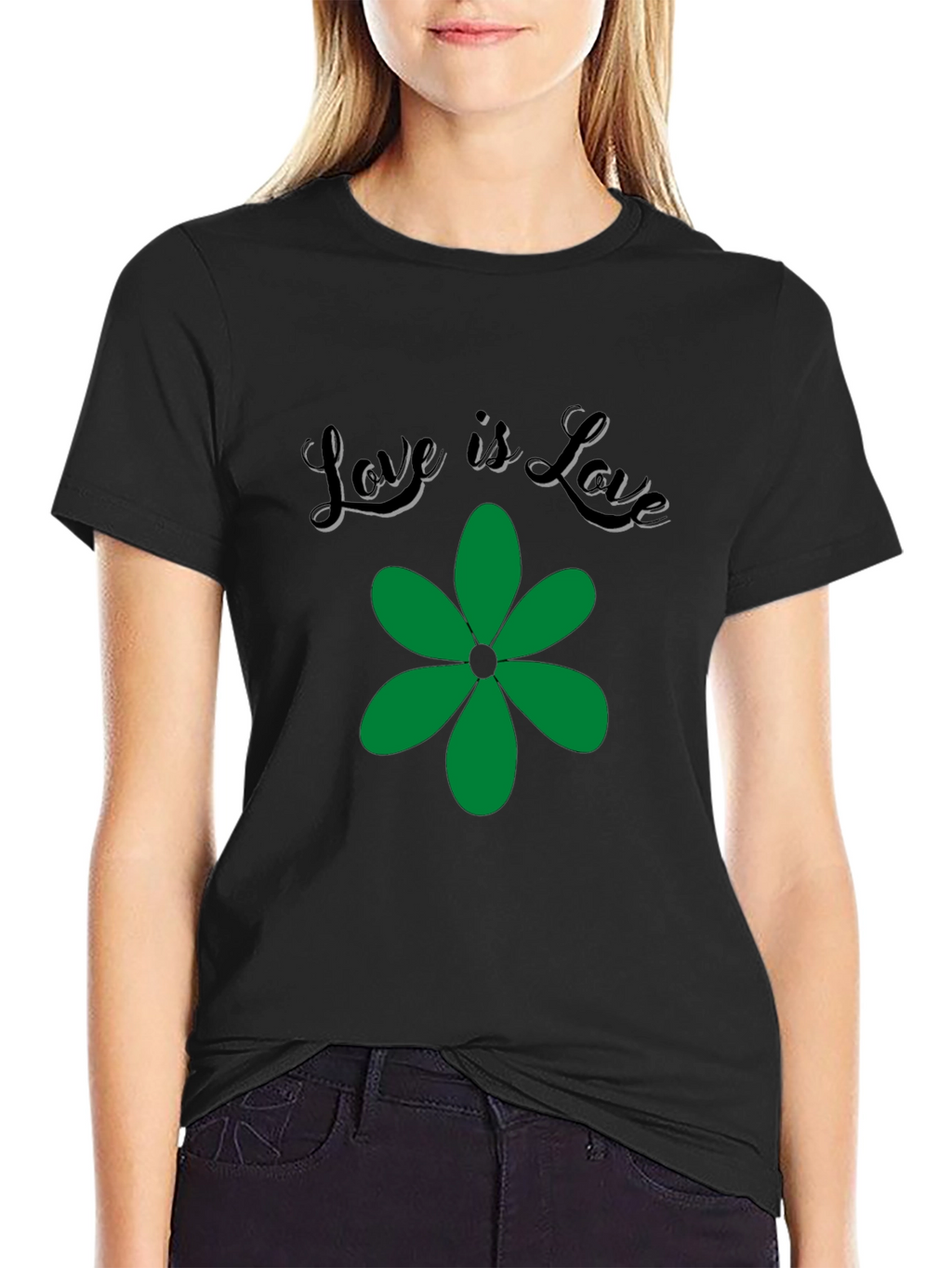 Love is Love Green Flower Graphic T-Shirt