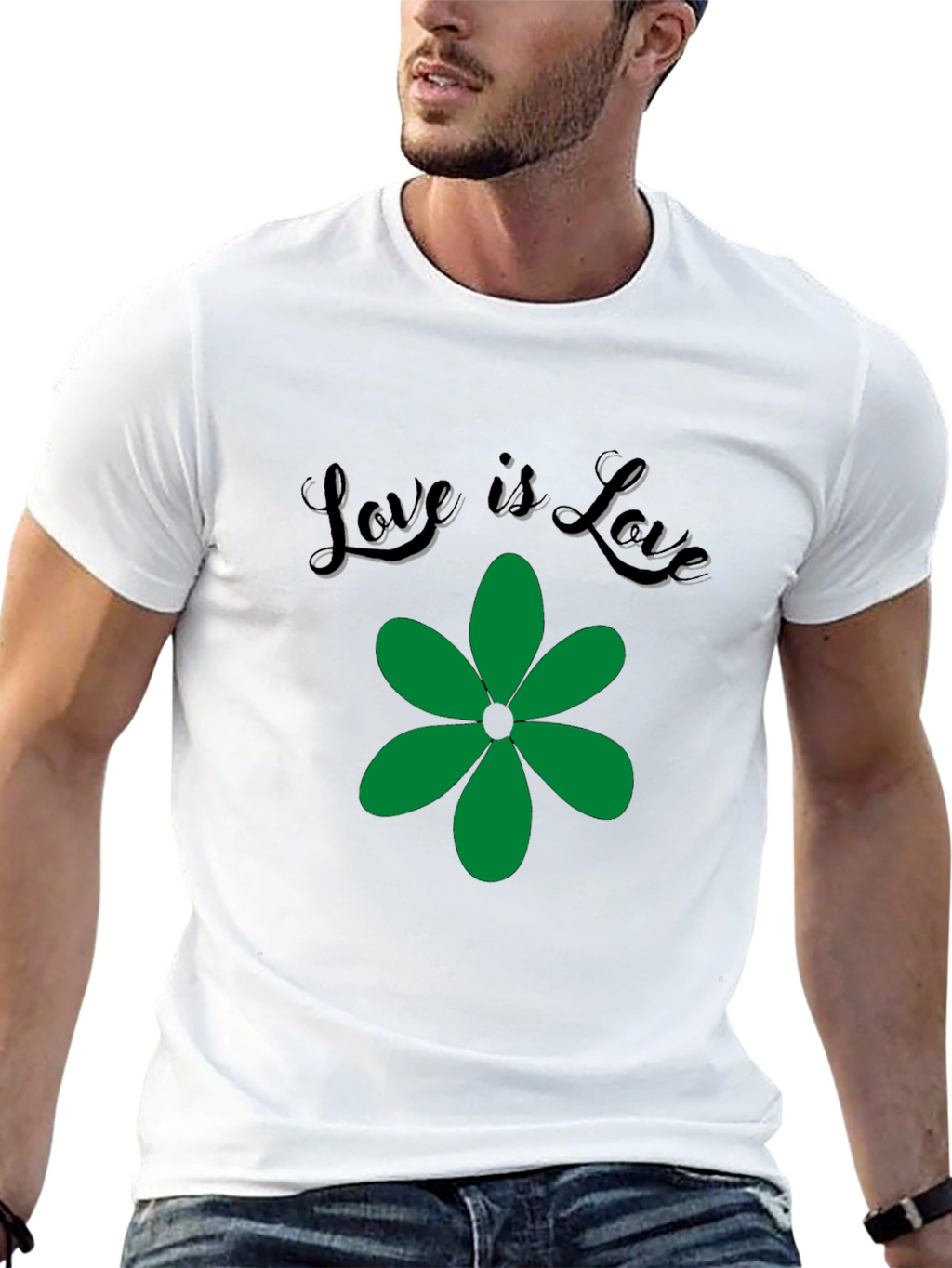 Love is Love Green Flower Graphic T-Shirt