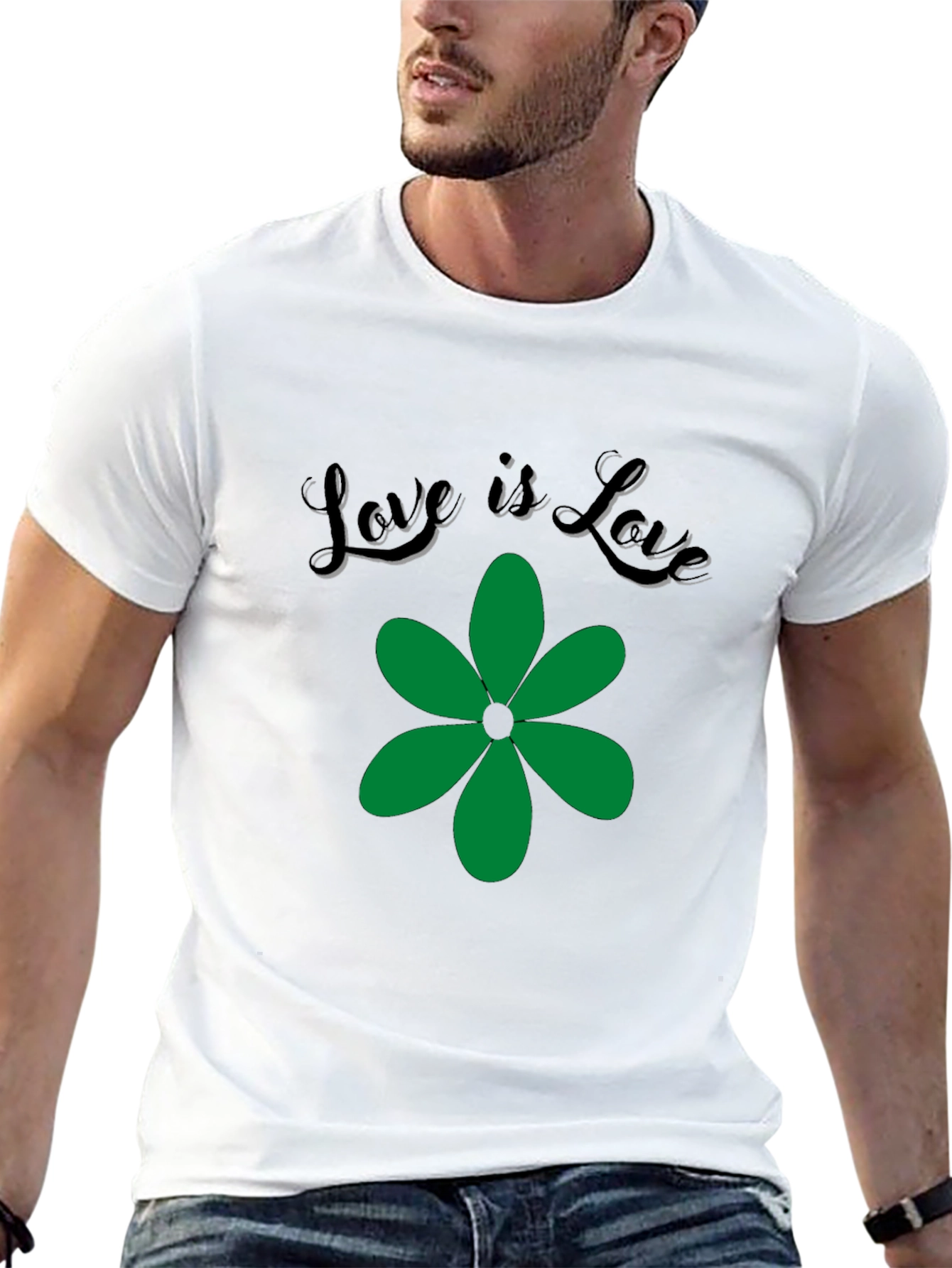 Love is Love Green Flower Graphic T-Shirt