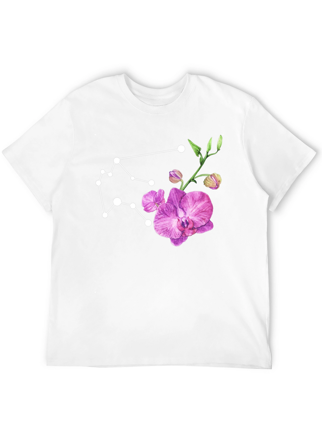 Aquarius Constellation & Floral Black Tee