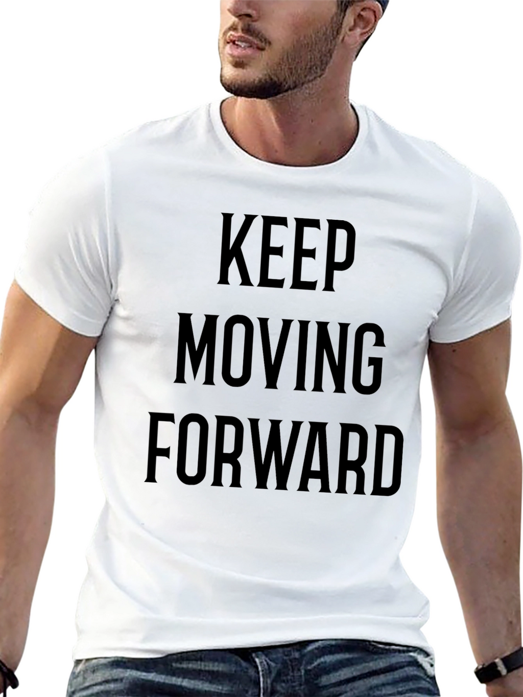 Motivational Black T-Shirt: Keep Moving Forward