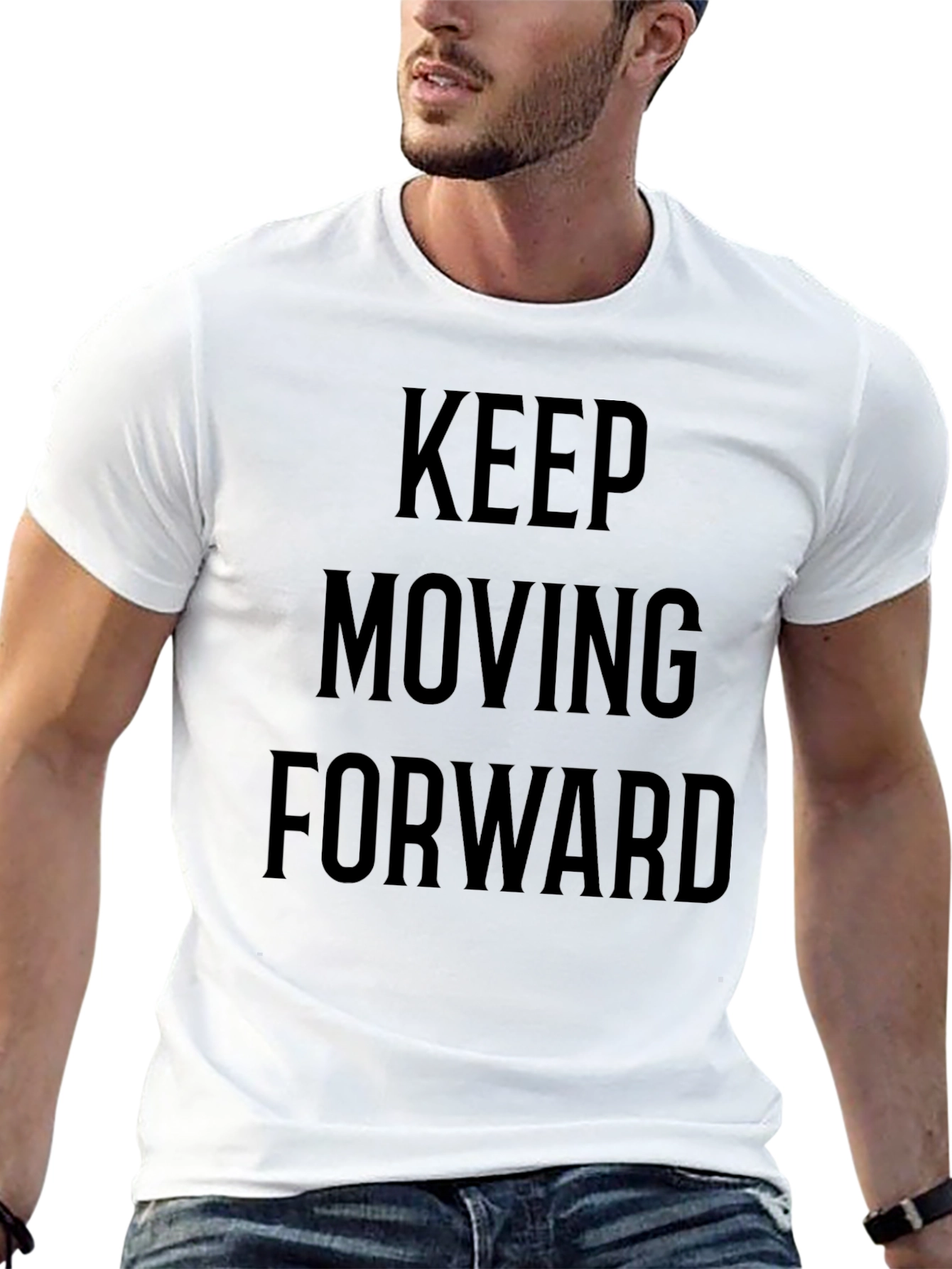 Motivational Black T-Shirt: Keep Moving Forward