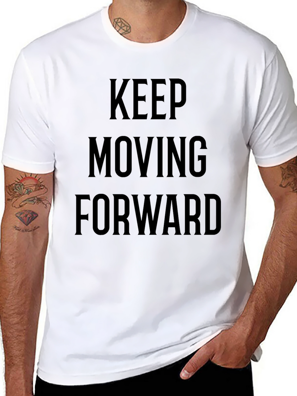 Motivational Black T-Shirt: Keep Moving Forward