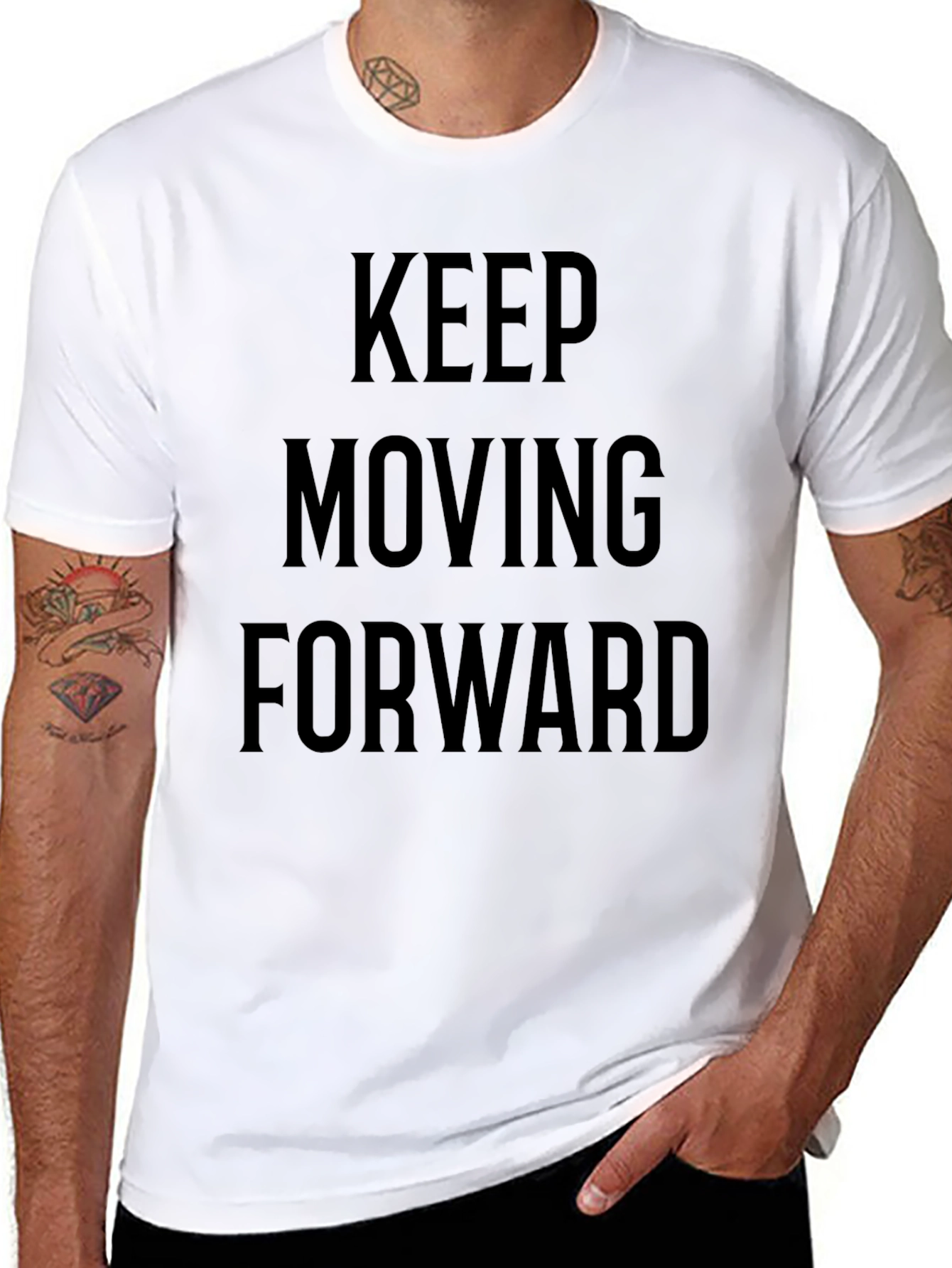 Motivational Black T-Shirt: Keep Moving Forward