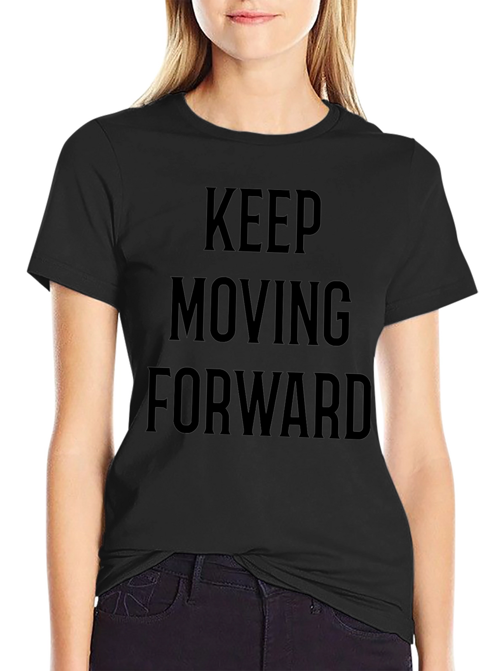Motivational Black T-Shirt: Keep Moving Forward