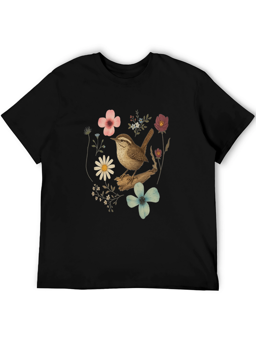 Floral Bird Graphic T-Shirt