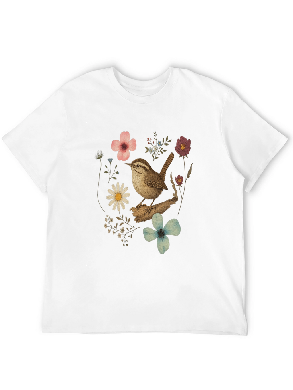 Floral Bird Graphic T-Shirt
