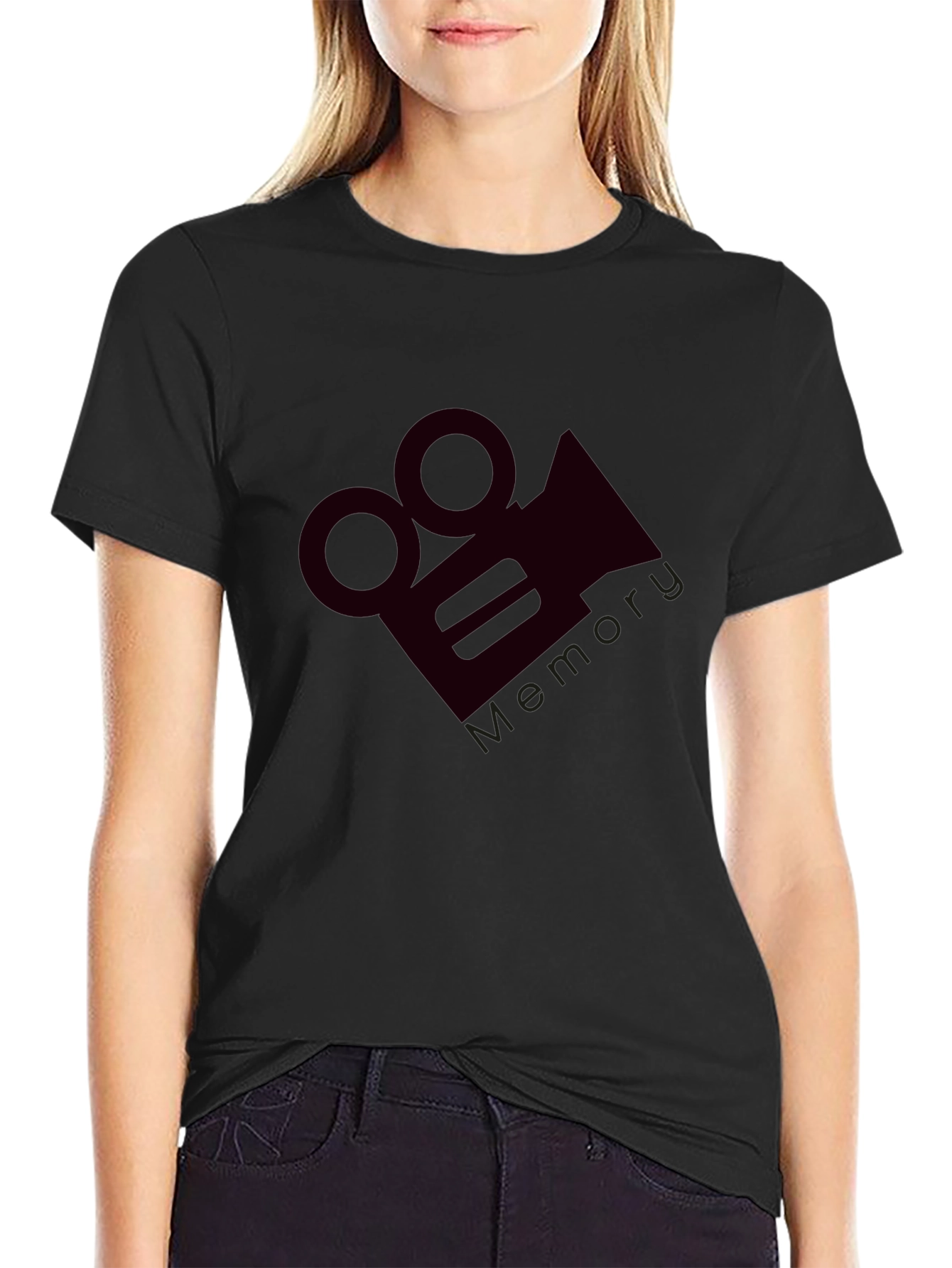 Mens Black Graphic Tee - Vintage Camera Design