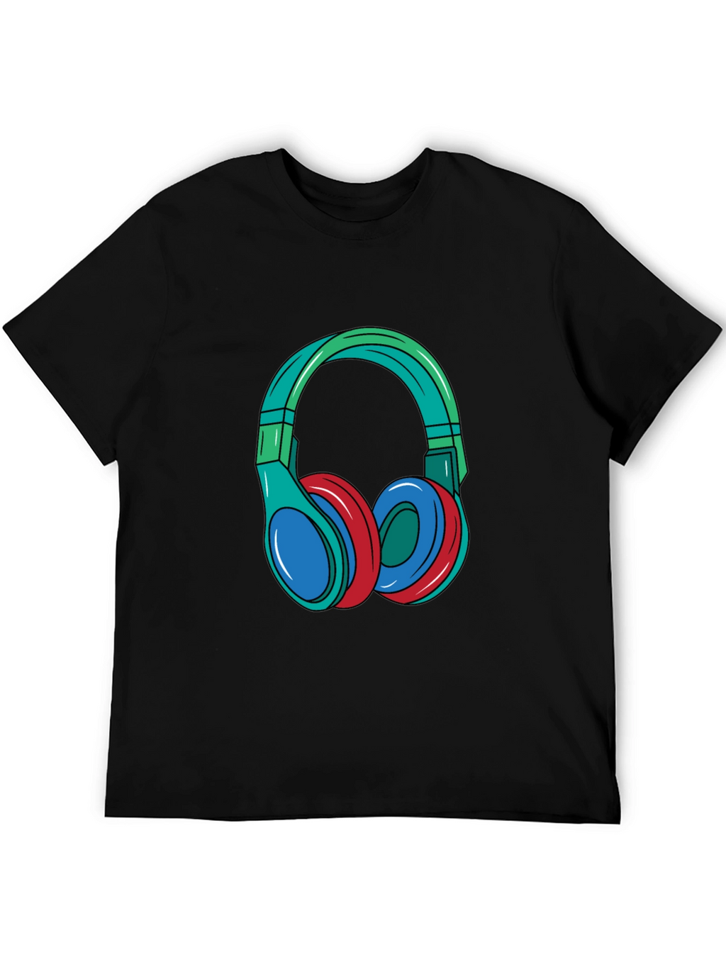 Headphones Graphic Black T-Shirt