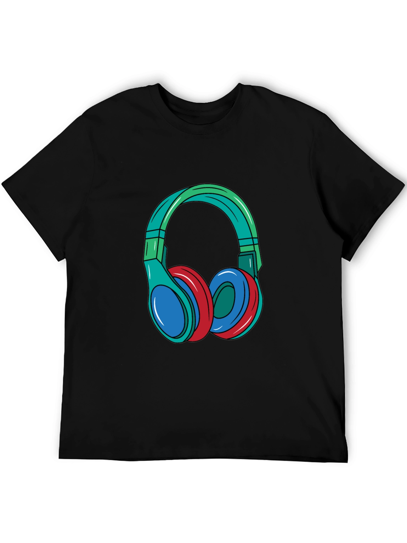 Headphones Graphic Black T-Shirt