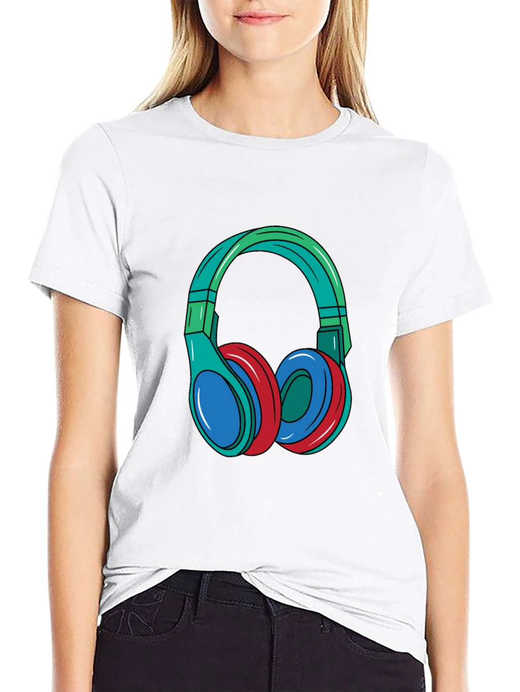 Headphones Graphic Black T-Shirt