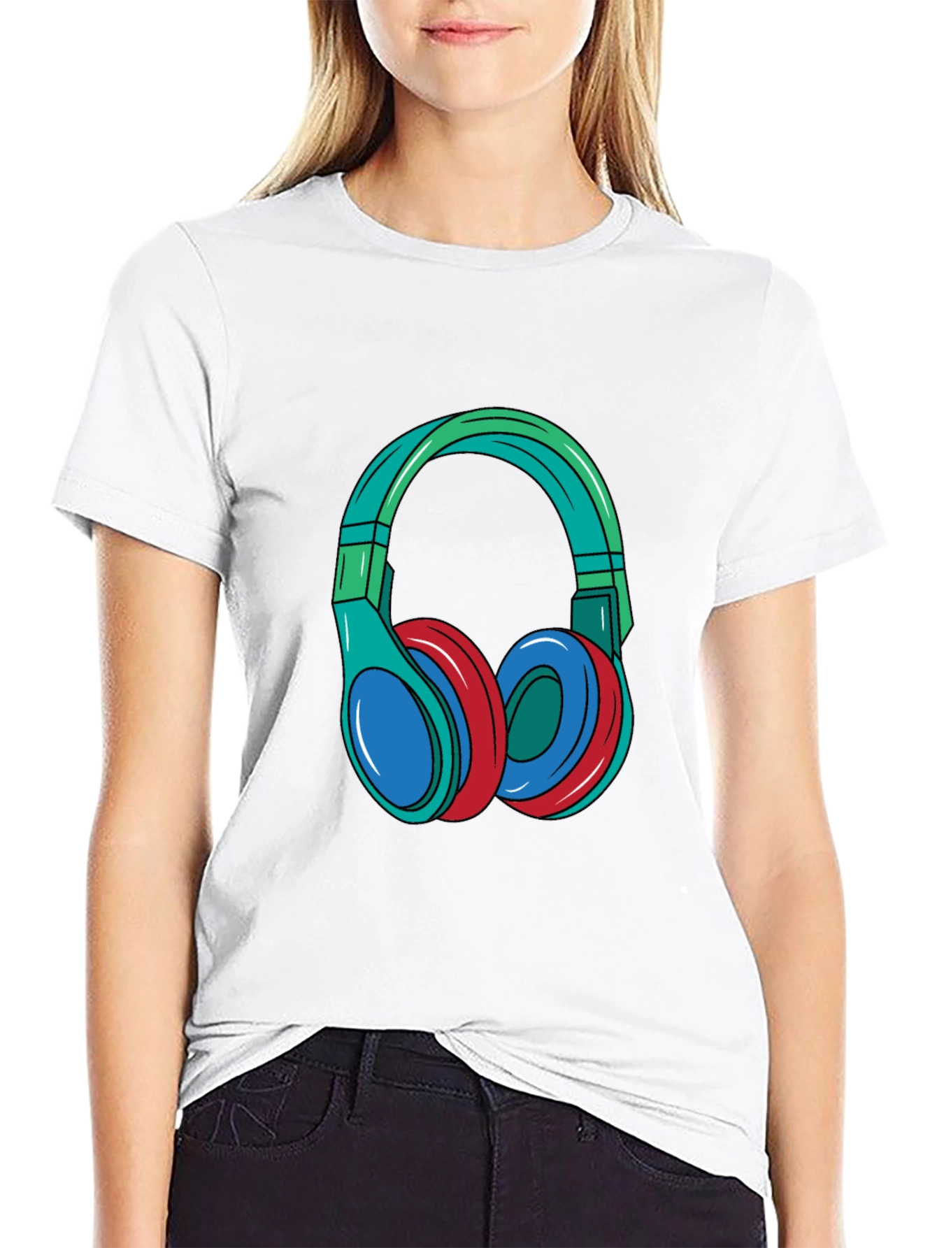 Headphones Graphic Black T-Shirt