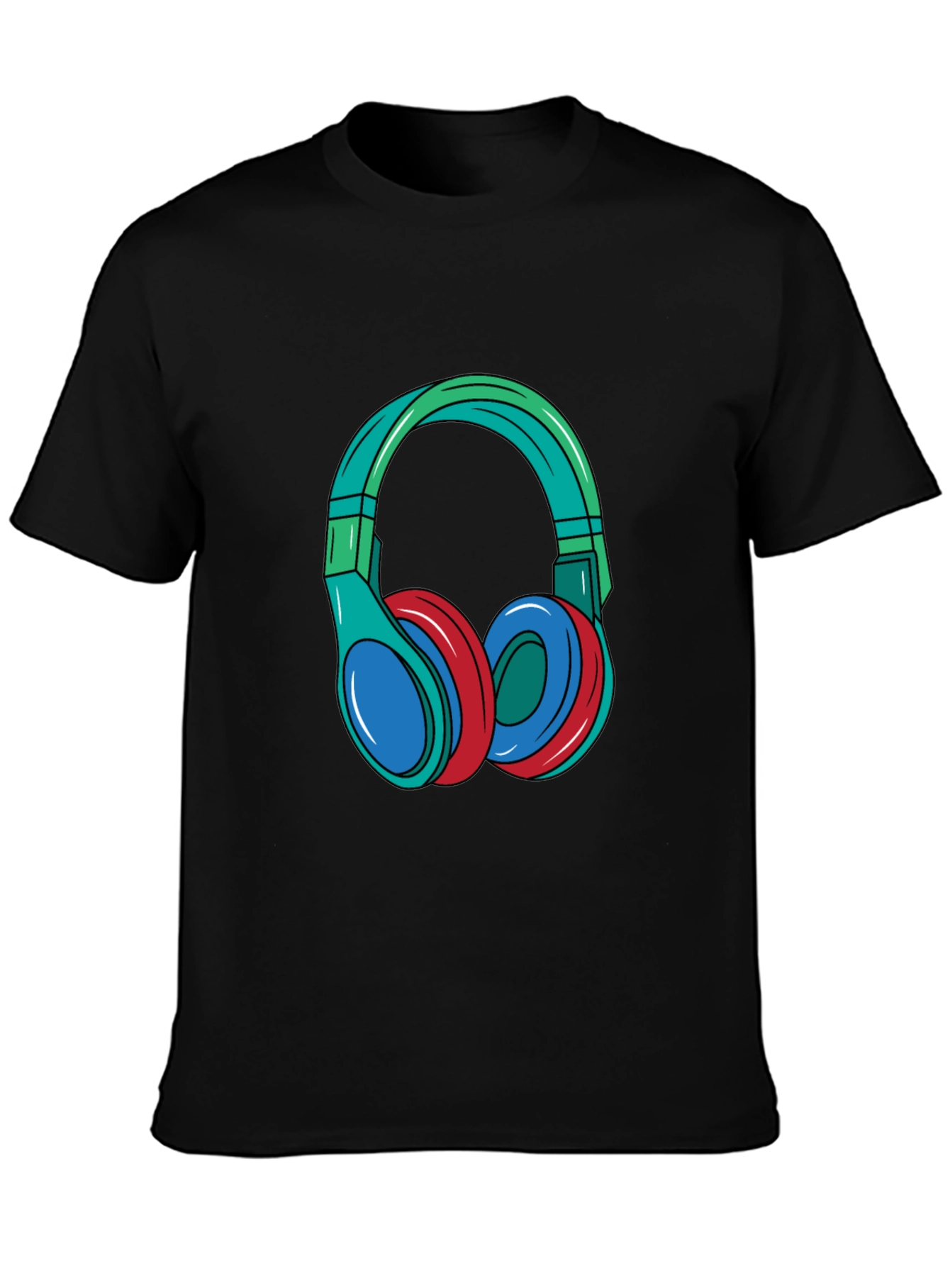 Headphones Graphic Black T-Shirt