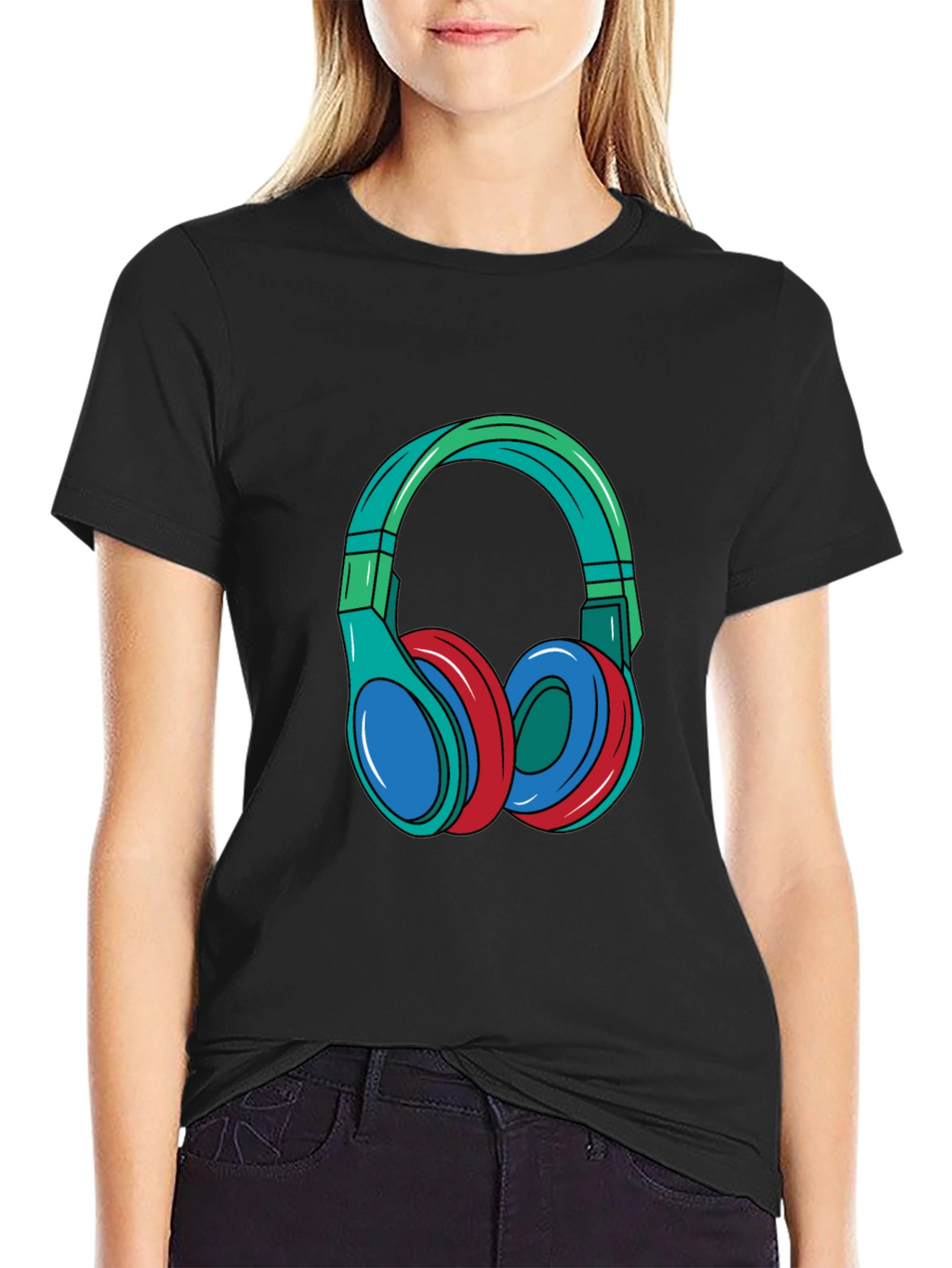 Headphones Graphic Black T-Shirt
