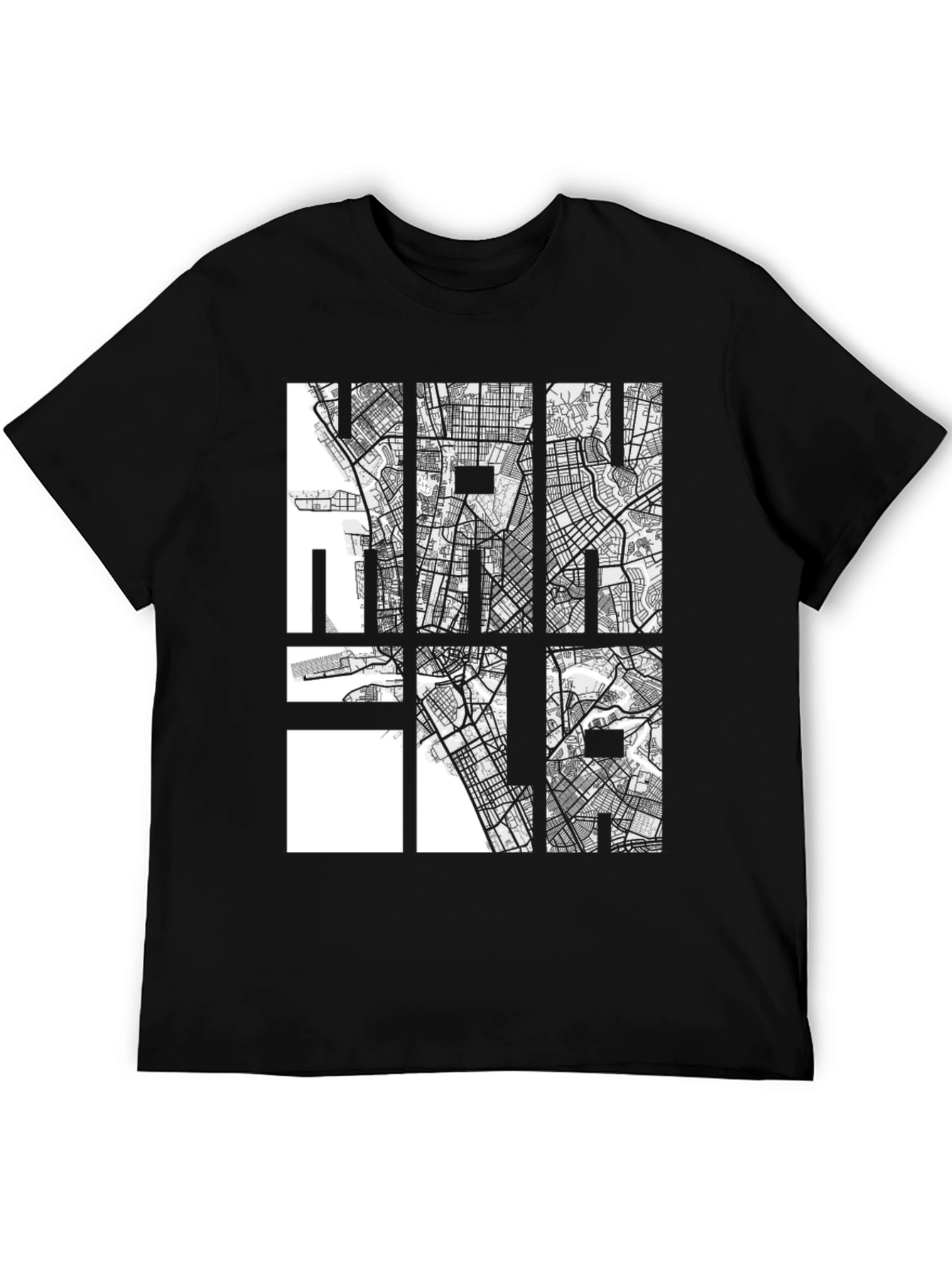 City Map Graphic Tee - Cool Black Casual Shirt