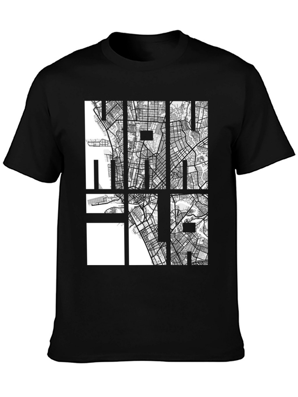 City Map Graphic Tee - Cool Black Casual Shirt