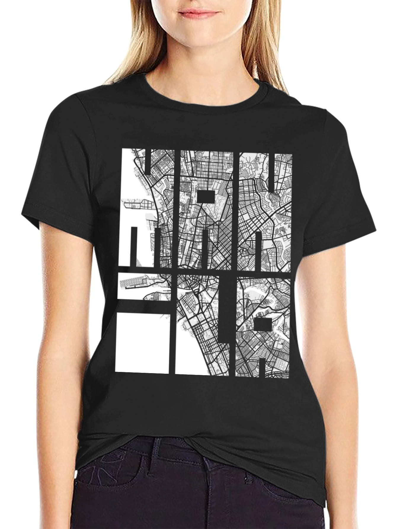 City Map Graphic Tee - Cool Black Casual Shirt