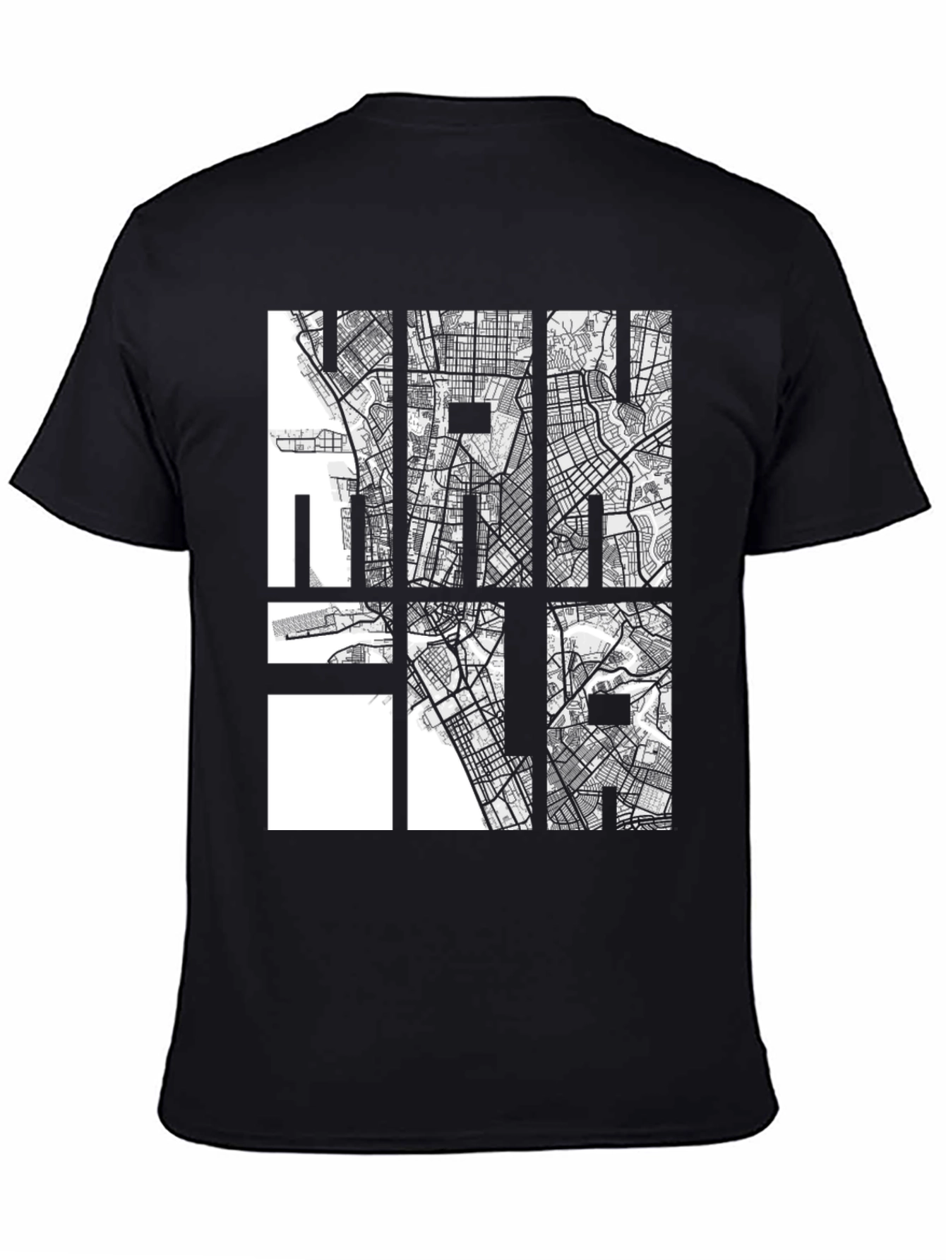 City Map Graphic Tee - Cool Black Casual Shirt