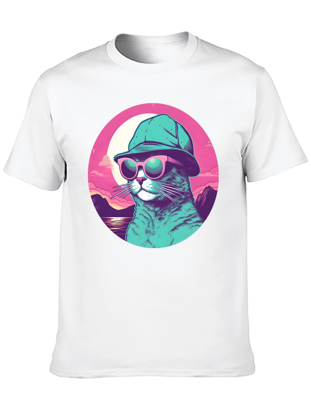 Cool Cat T-Shirt: Sunglasses & Hat Retro Style