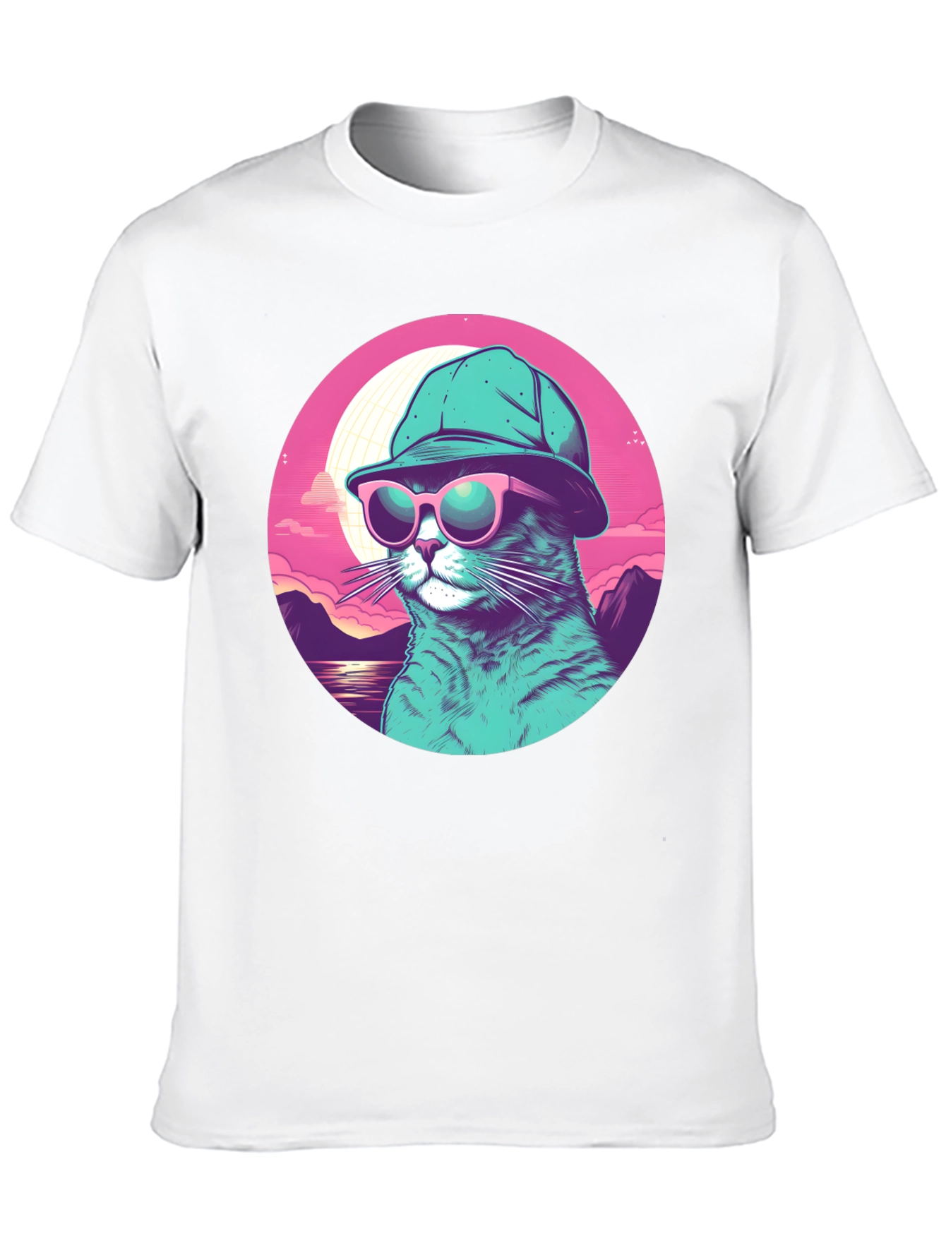 Cool Cat T-Shirt: Sunglasses & Hat Retro Style