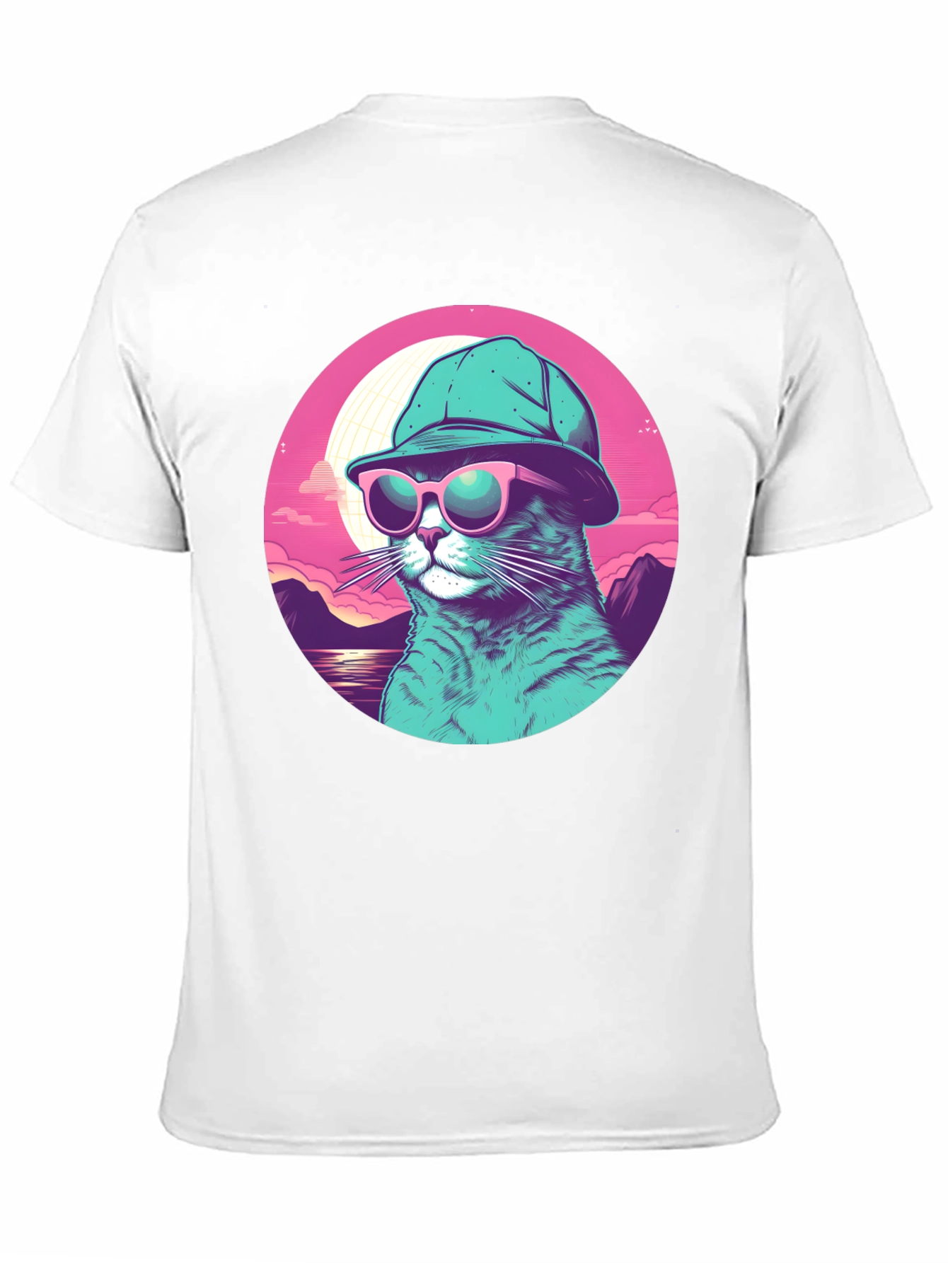 Cool Cat T-Shirt: Sunglasses & Hat Retro Style