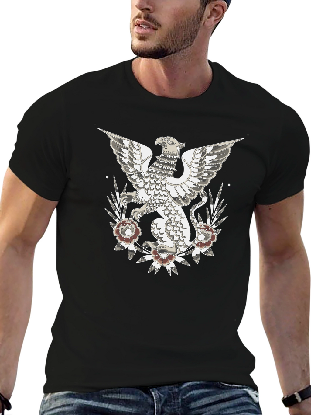 Griffin Graphic Print T-Shirt - Black