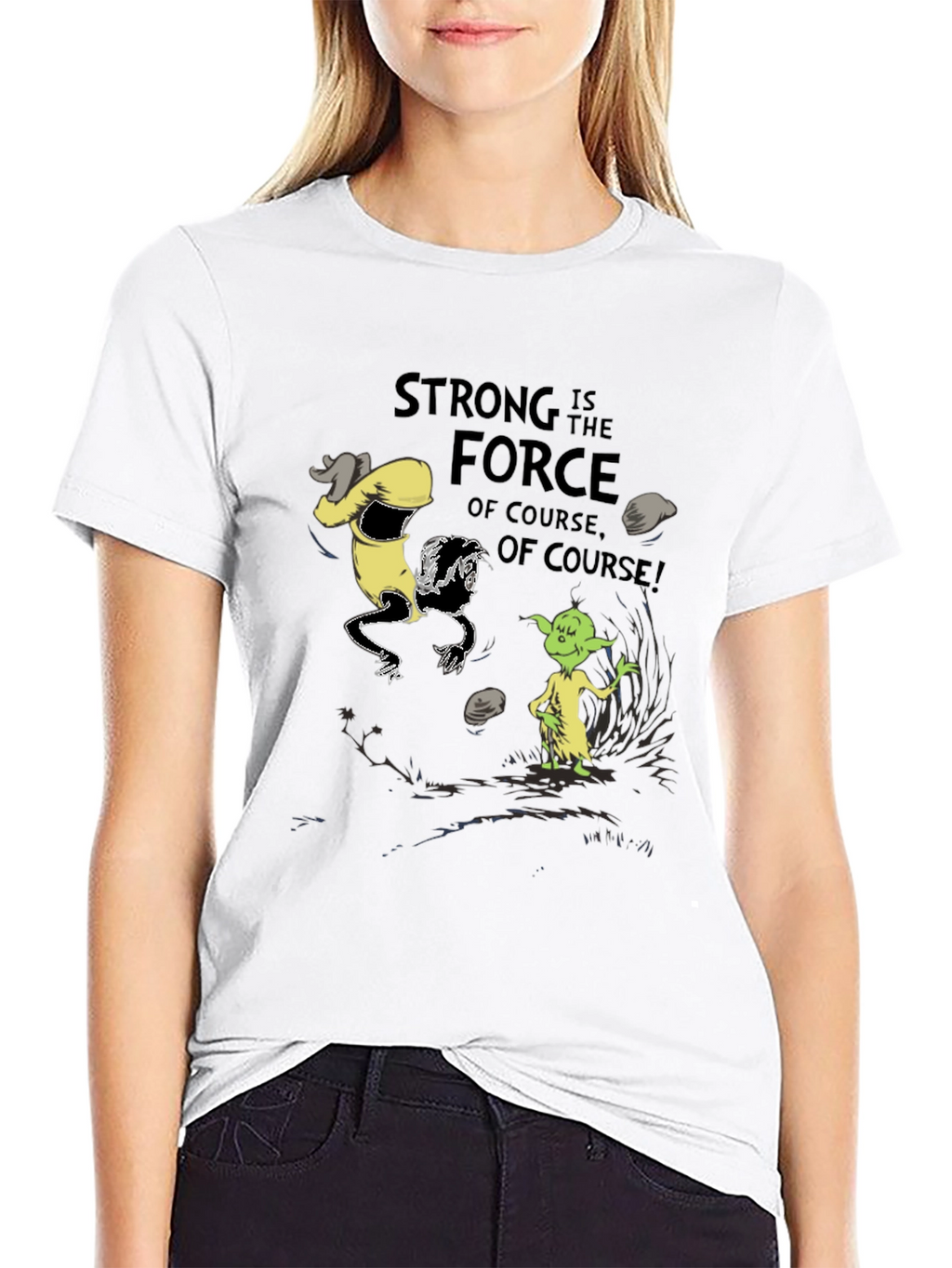 Grinch Yoda Strong Force Black T-Shirt