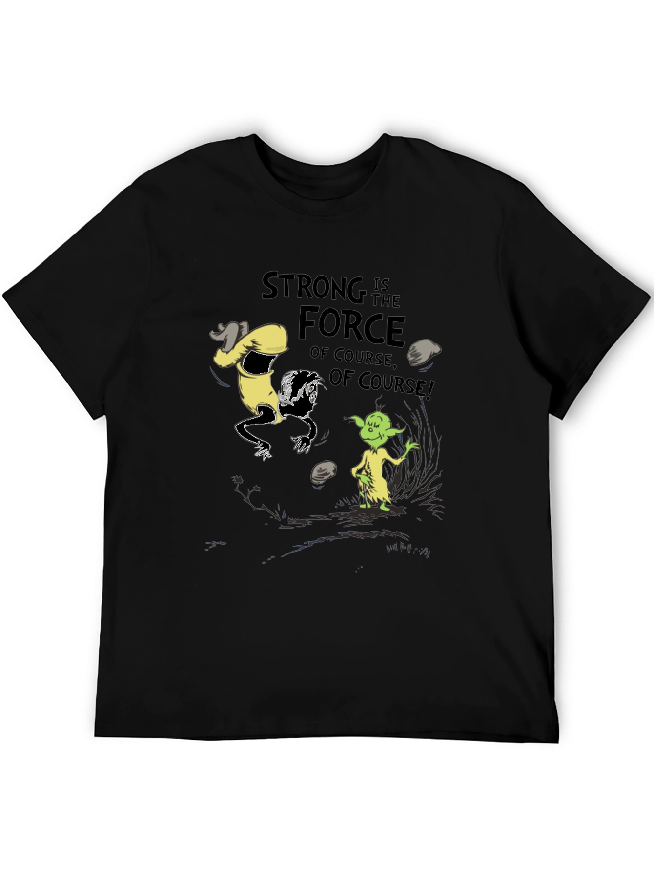 Grinch Yoda Strong Force Black T-Shirt