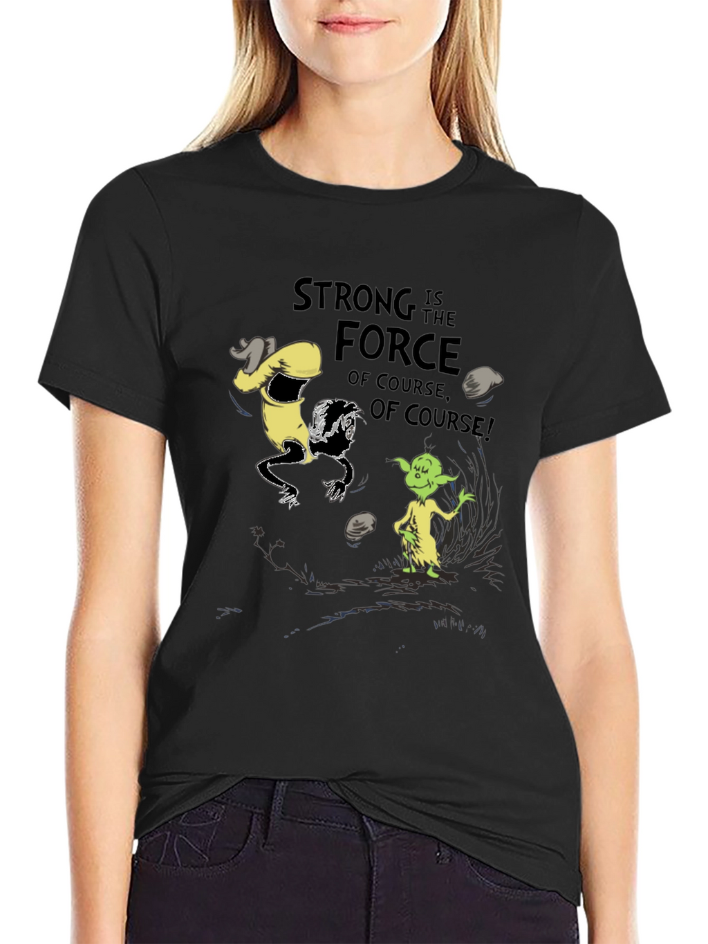 Grinch Yoda Strong Force Black T-Shirt
