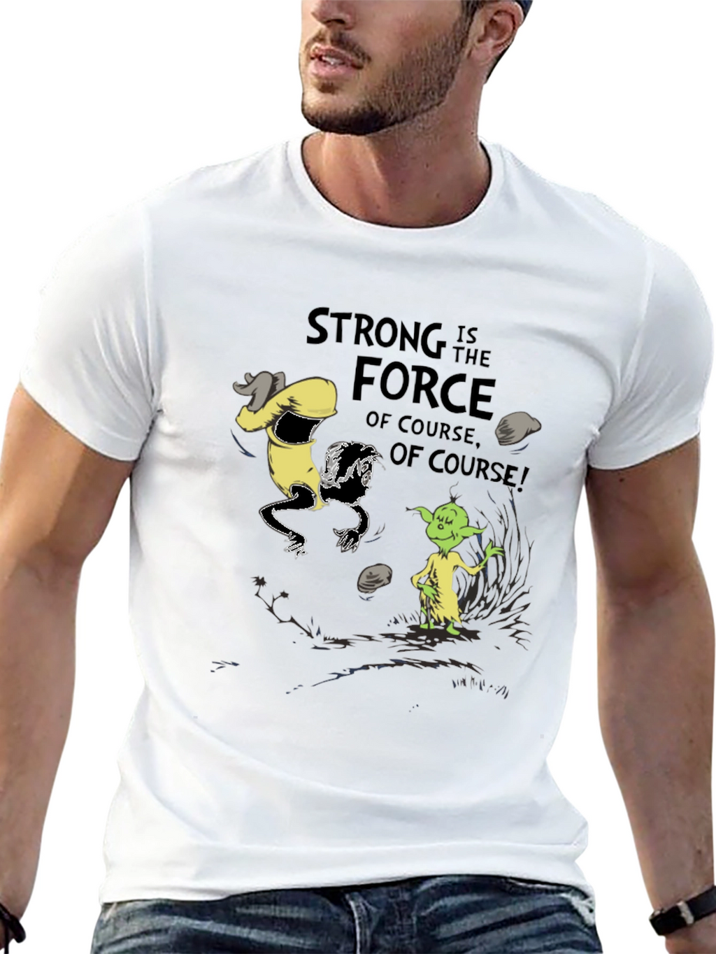 Grinch Yoda Strong Force Black T-Shirt