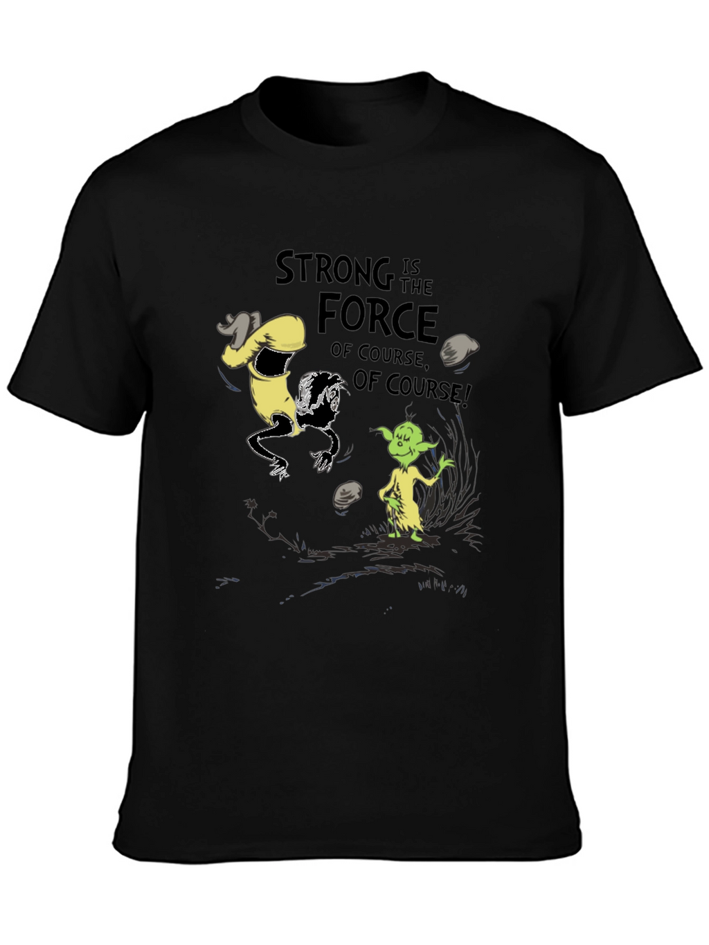Grinch Yoda Strong Force Black T-Shirt