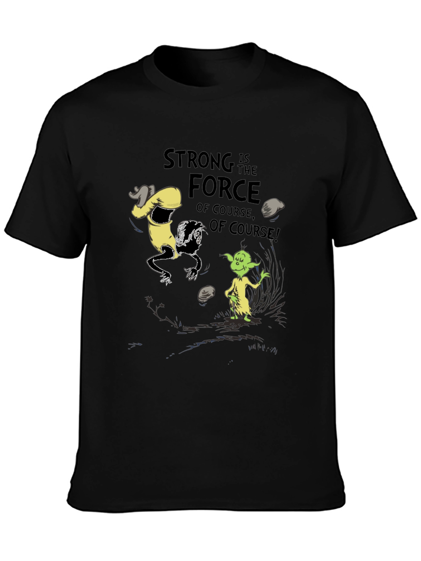 Grinch Yoda Strong Force Black T-Shirt