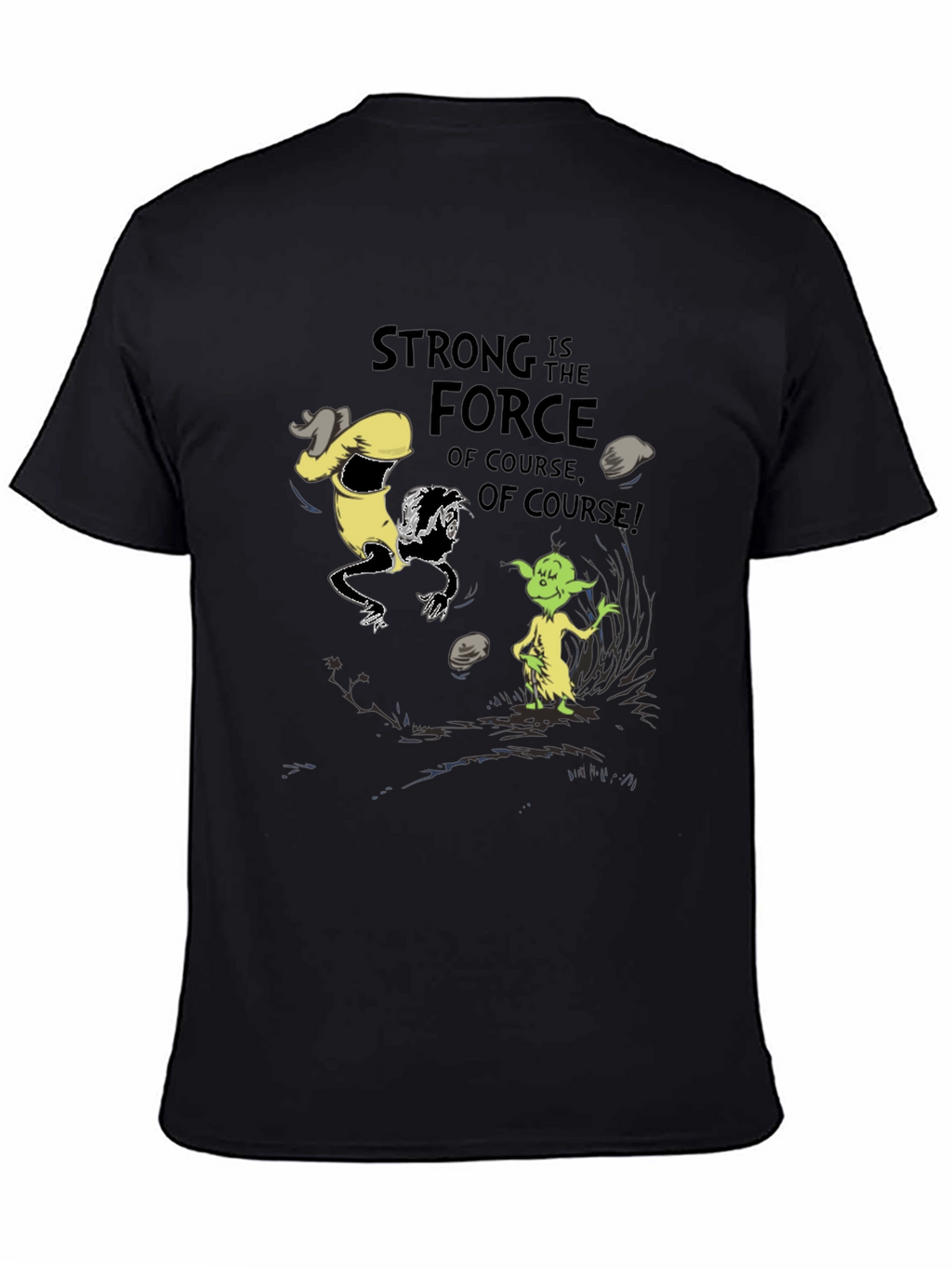 Grinch Yoda Strong Force Black T-Shirt