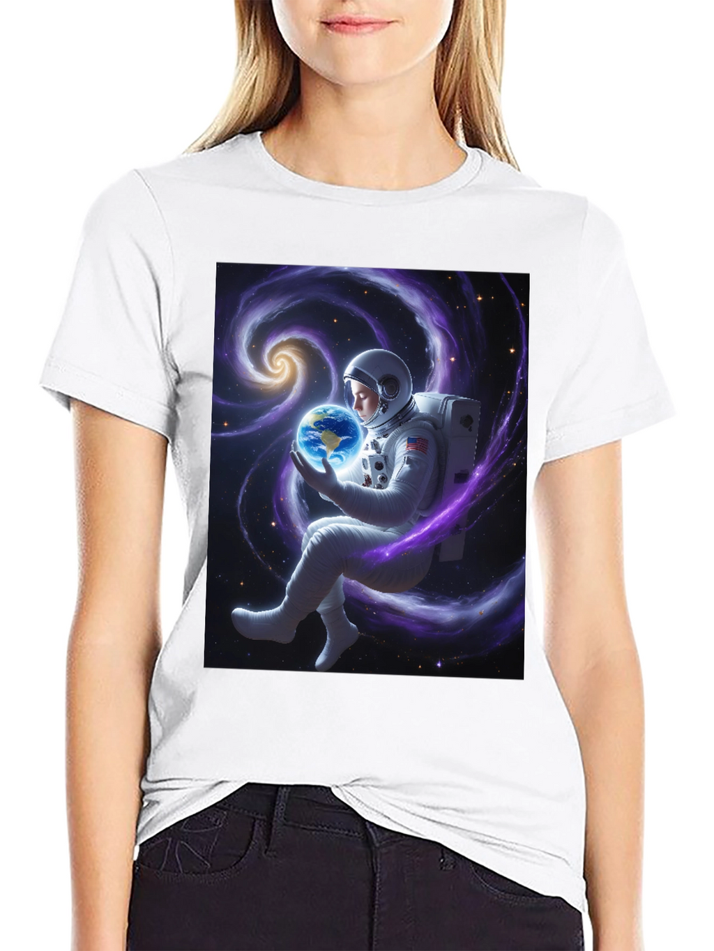 Astronaut Holding Earth Graphic T-Shirt