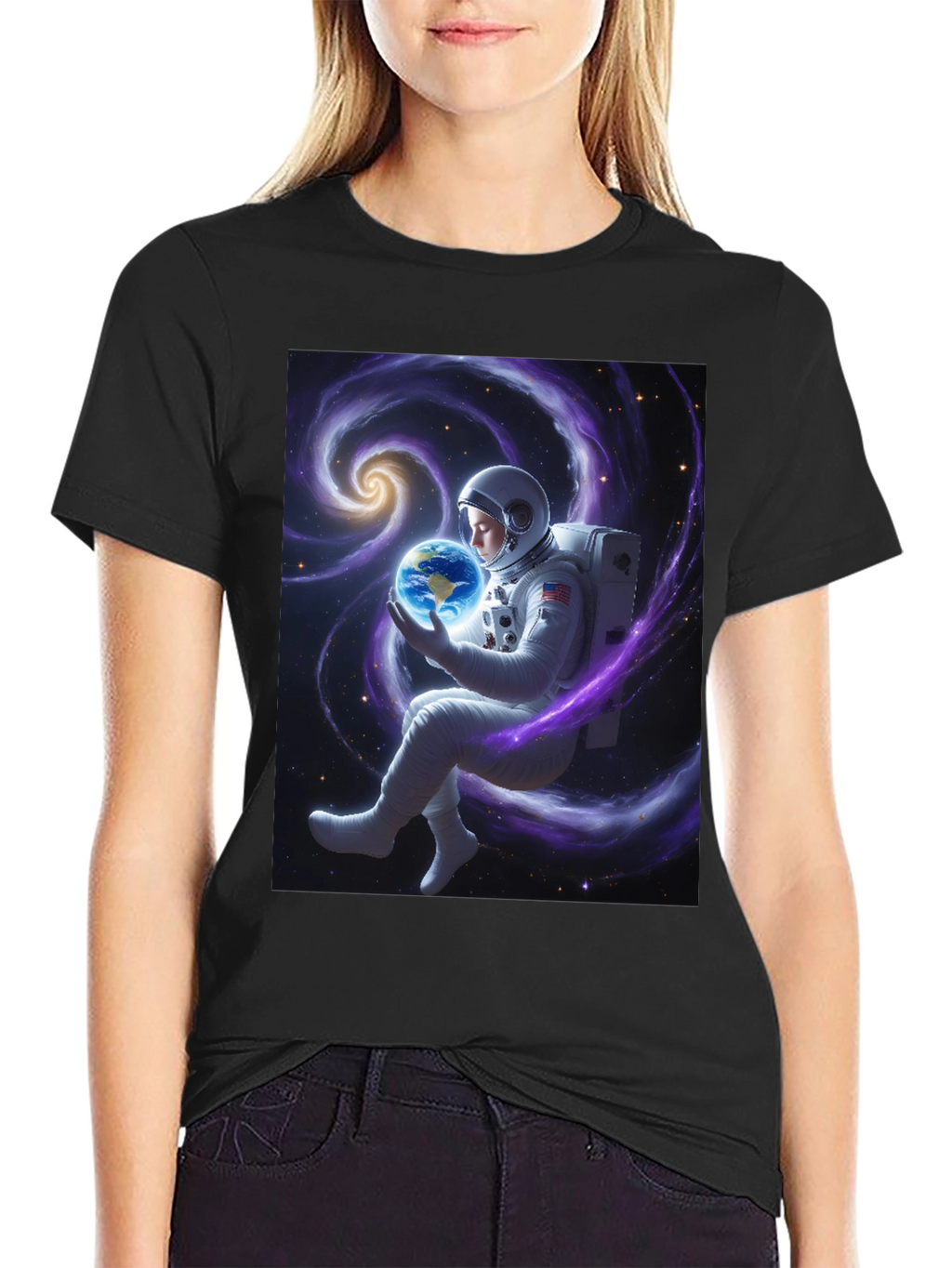 Astronaut Holding Earth Graphic T-Shirt