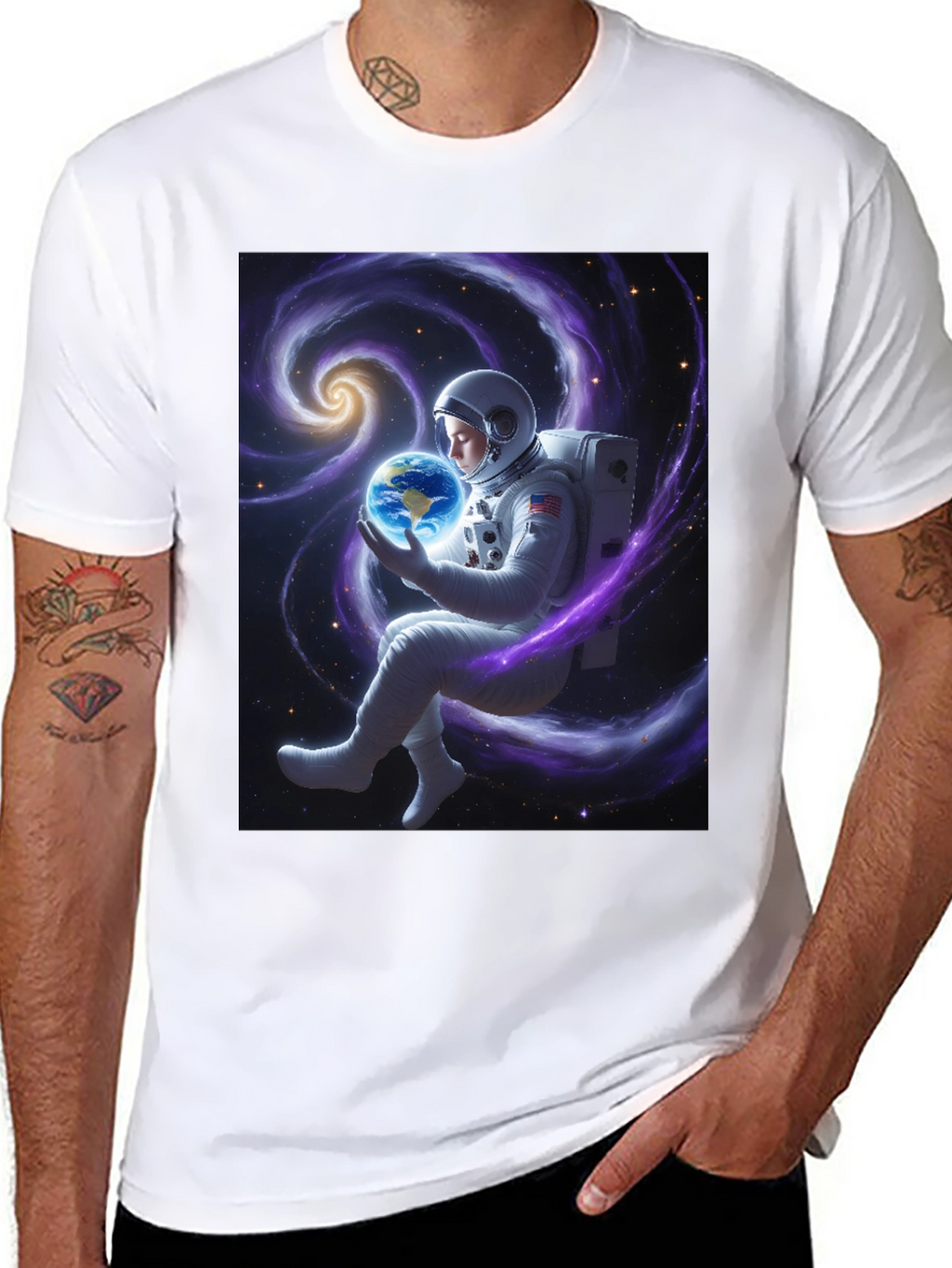 Astronaut Holding Earth Graphic T-Shirt
