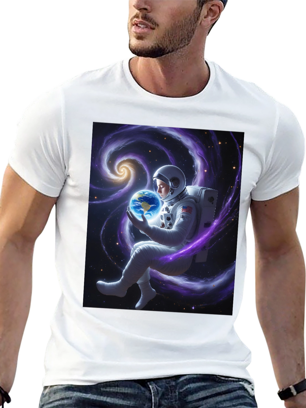 Astronaut Holding Earth Graphic T-Shirt