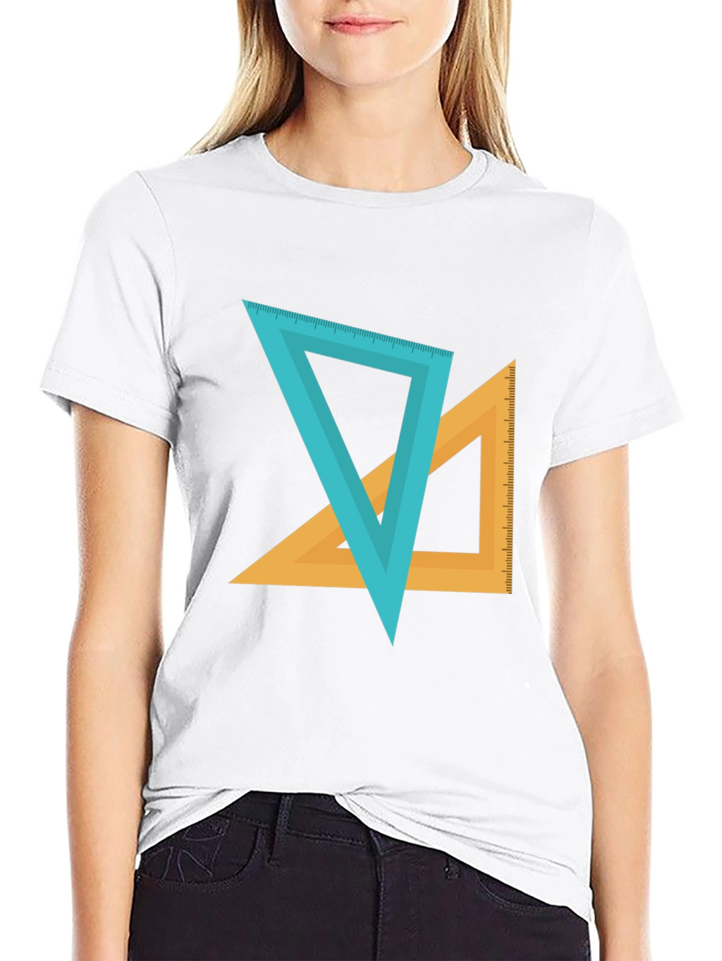 Geometric Triangles Graphic Tee - Black Cotton Blend Shirt